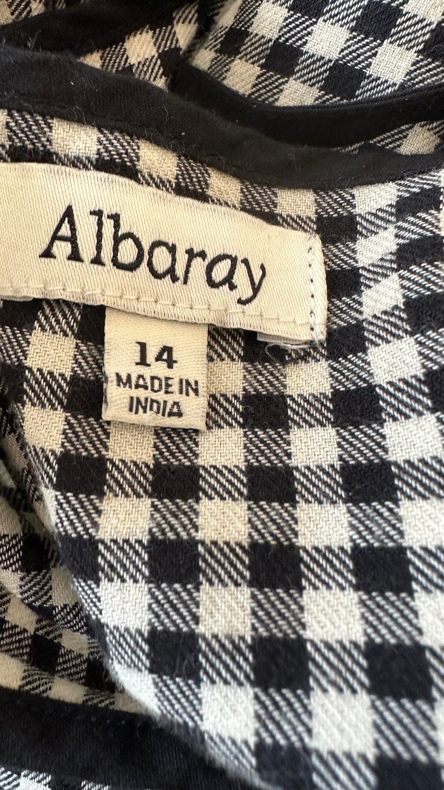 Albaray black white check gingham long tiered maxi dress extra large cotton UK 14 vgc
