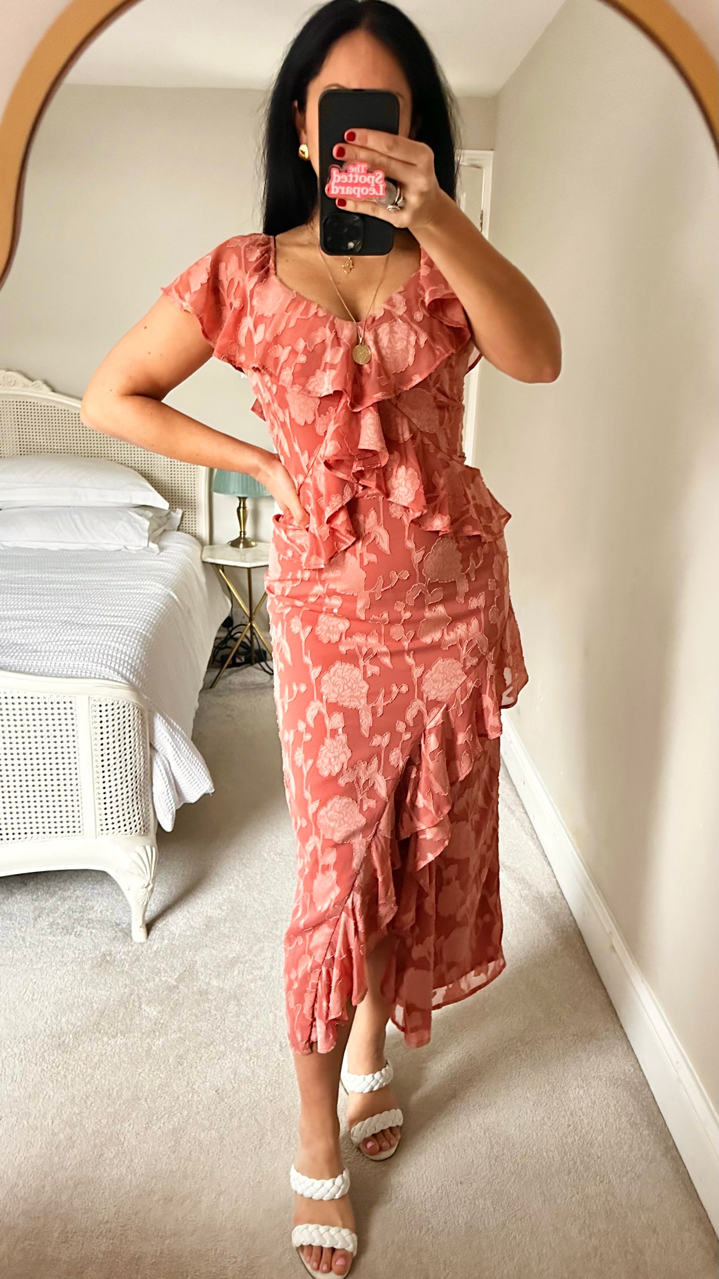 Pretty Lavish dusky pink floral wedding guest midi small UK 10 new bnwt