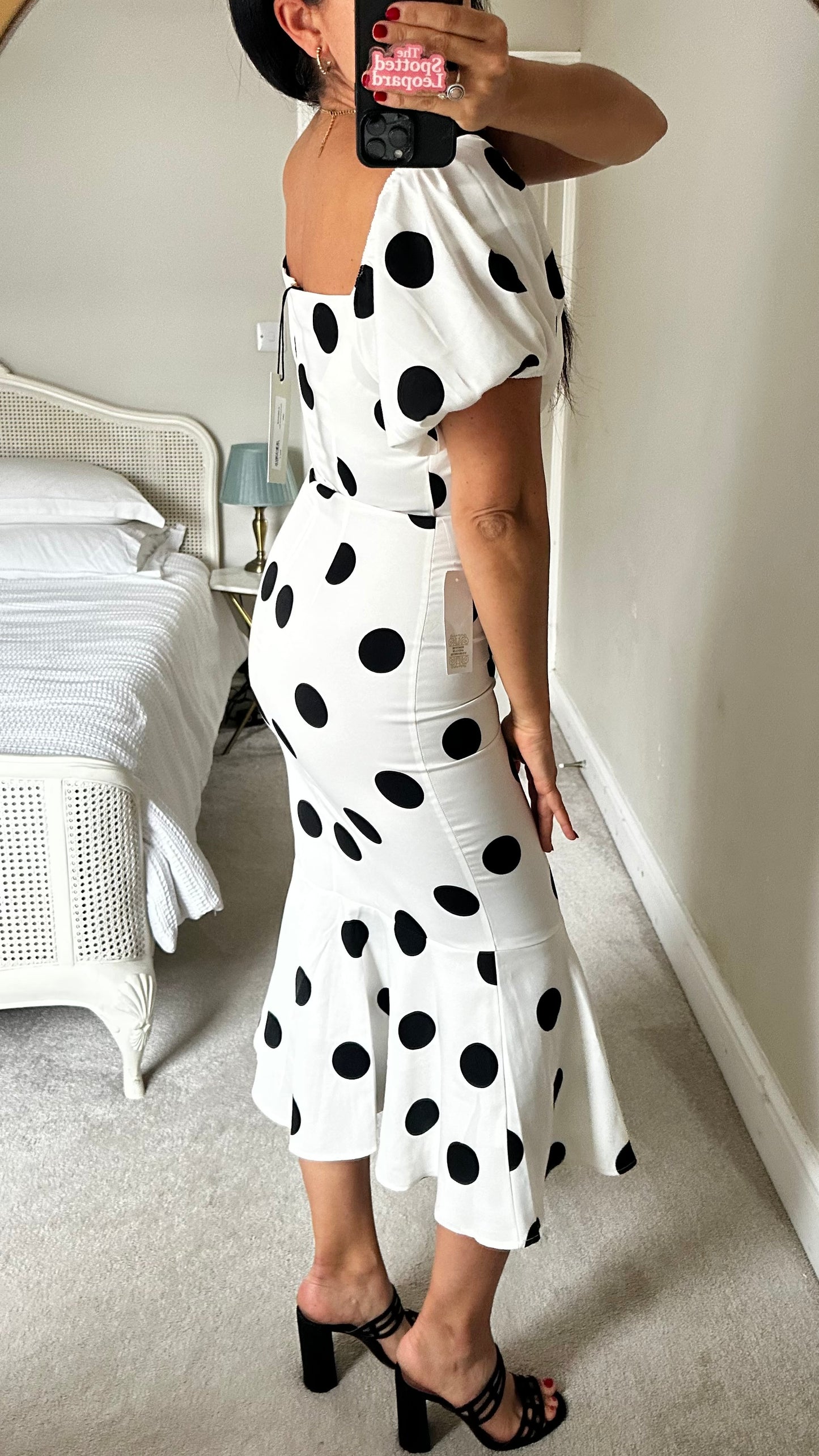 Never Fully Dressed quite black polka dot midi long event dress small UK 8 new bnwt