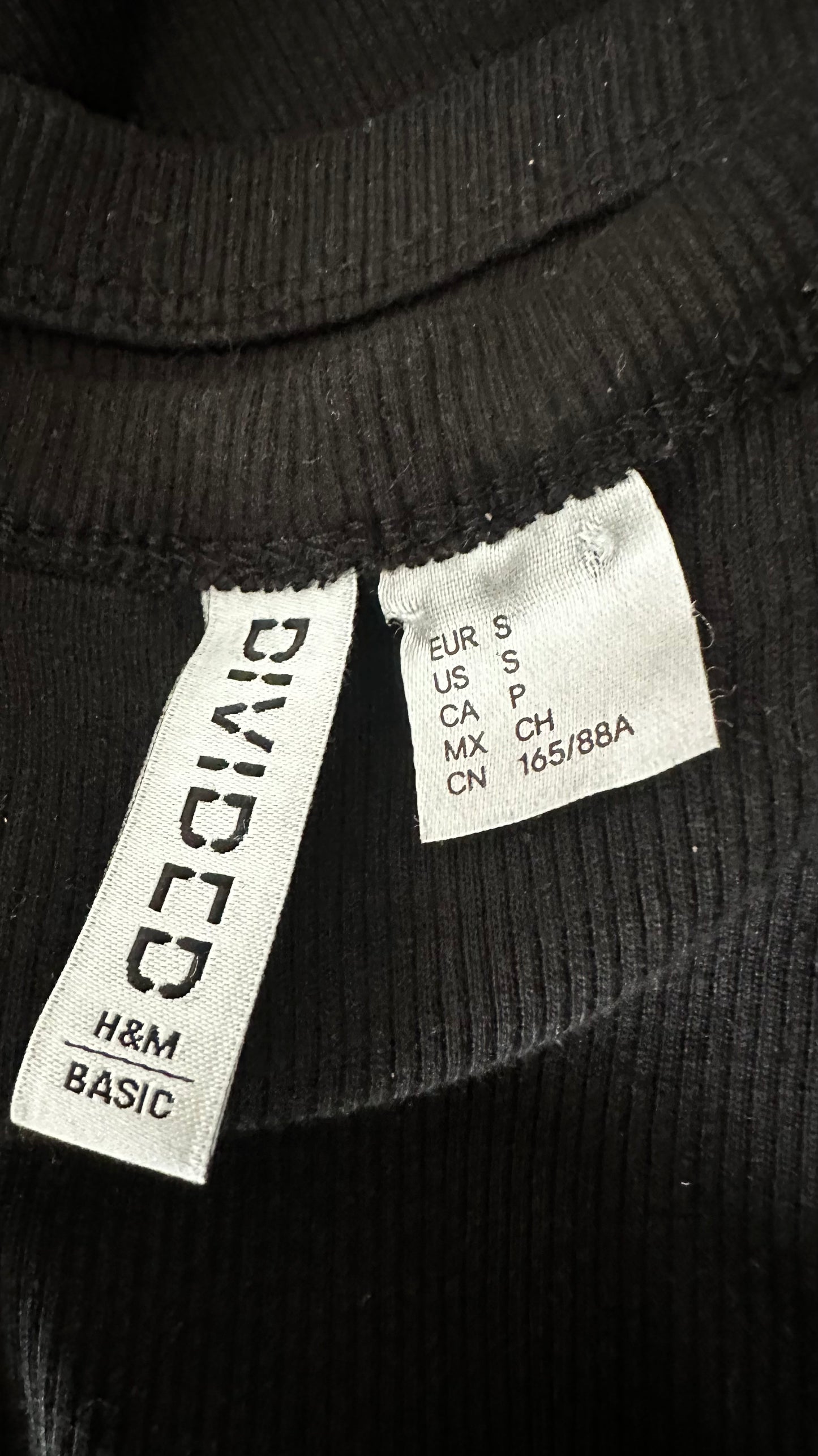 H&M black ribbed midi maxi t shirt dress small UK 8-10 vgc