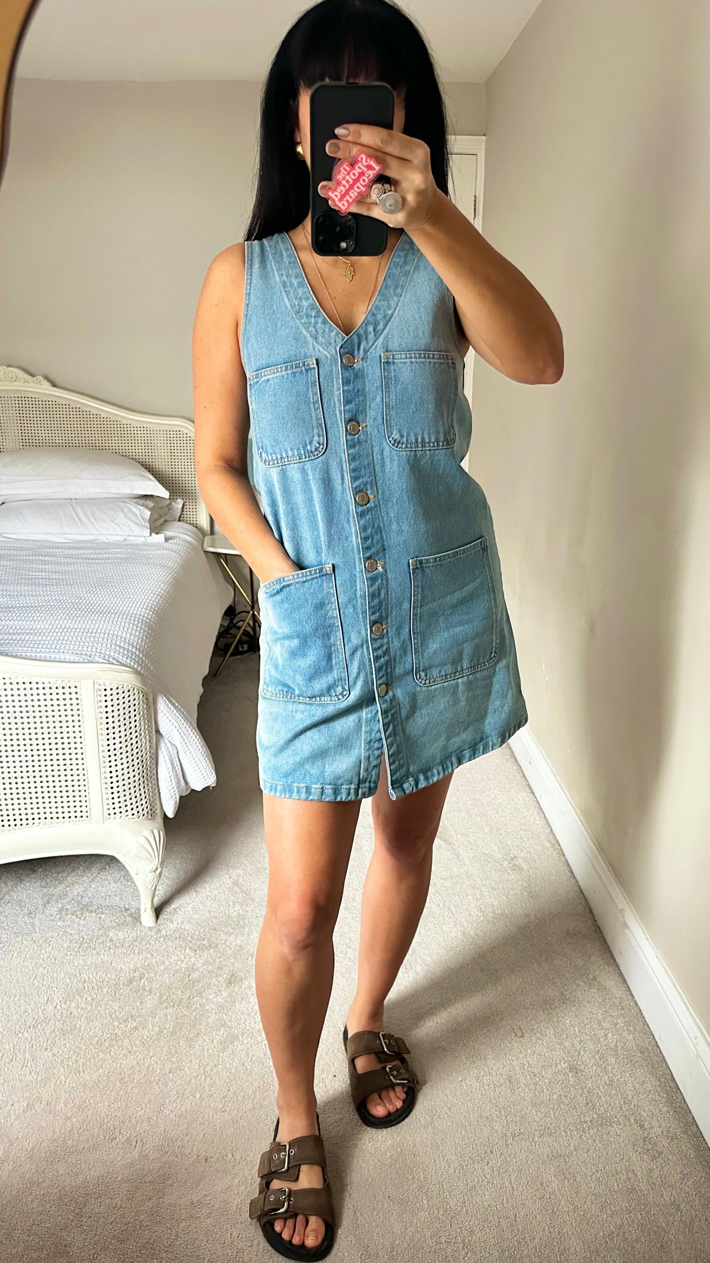 Nobody’s Child light blue denim button up casual dress mini small UK 8 vgc
