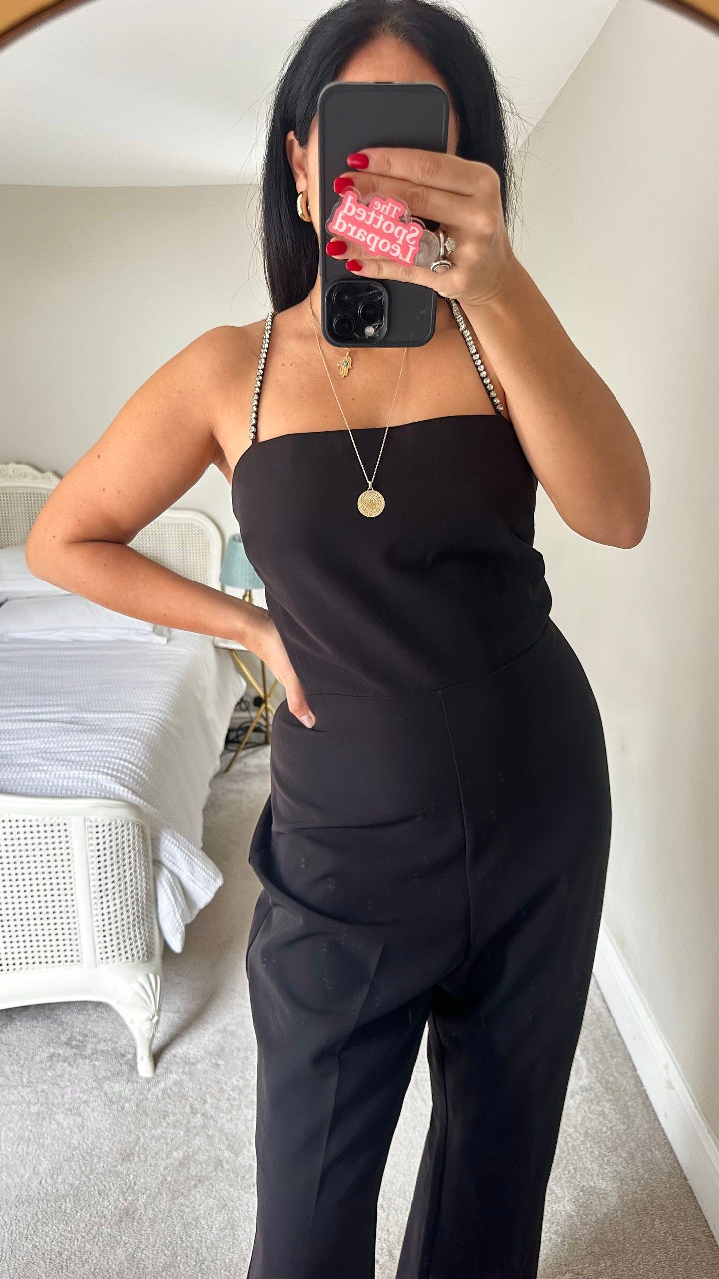 Warehouse black diamanté event jumpsuit playsuit extra large UK 14 new bnwt XMS25