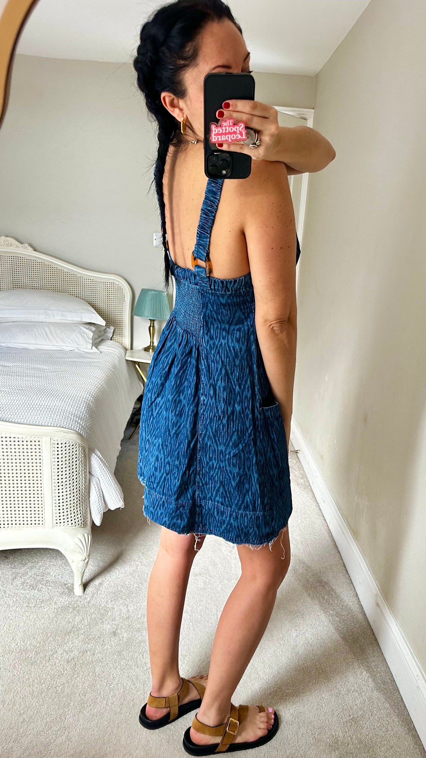 Pilcro @ Anthropologie blue denim animal print mini holiday casual dress medium UK 12-14 vgc