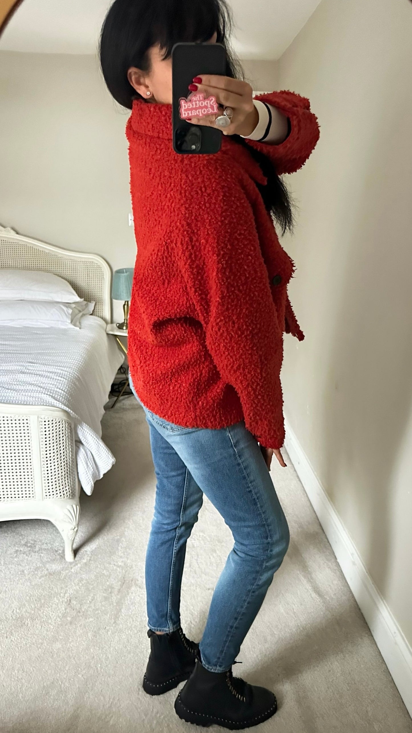 Ro & Zo bright red zip up coat jacket medium M UK 10-12 XMS25