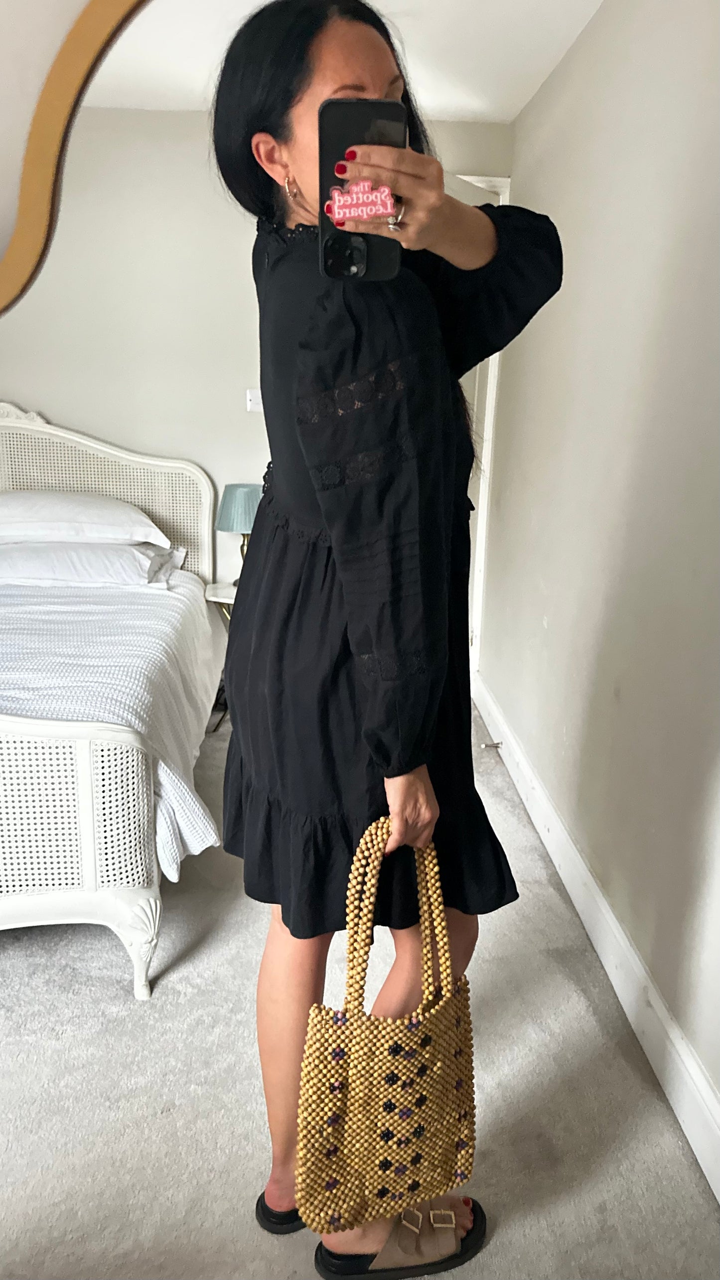 & other stories black boho lace dress small UK 10 vgc