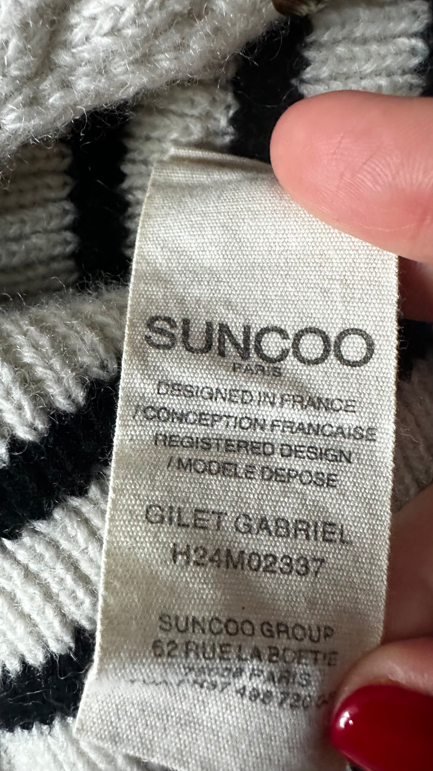 Suncoo black white stripe cardigan wool blend knitted jumper small UK 8-10
