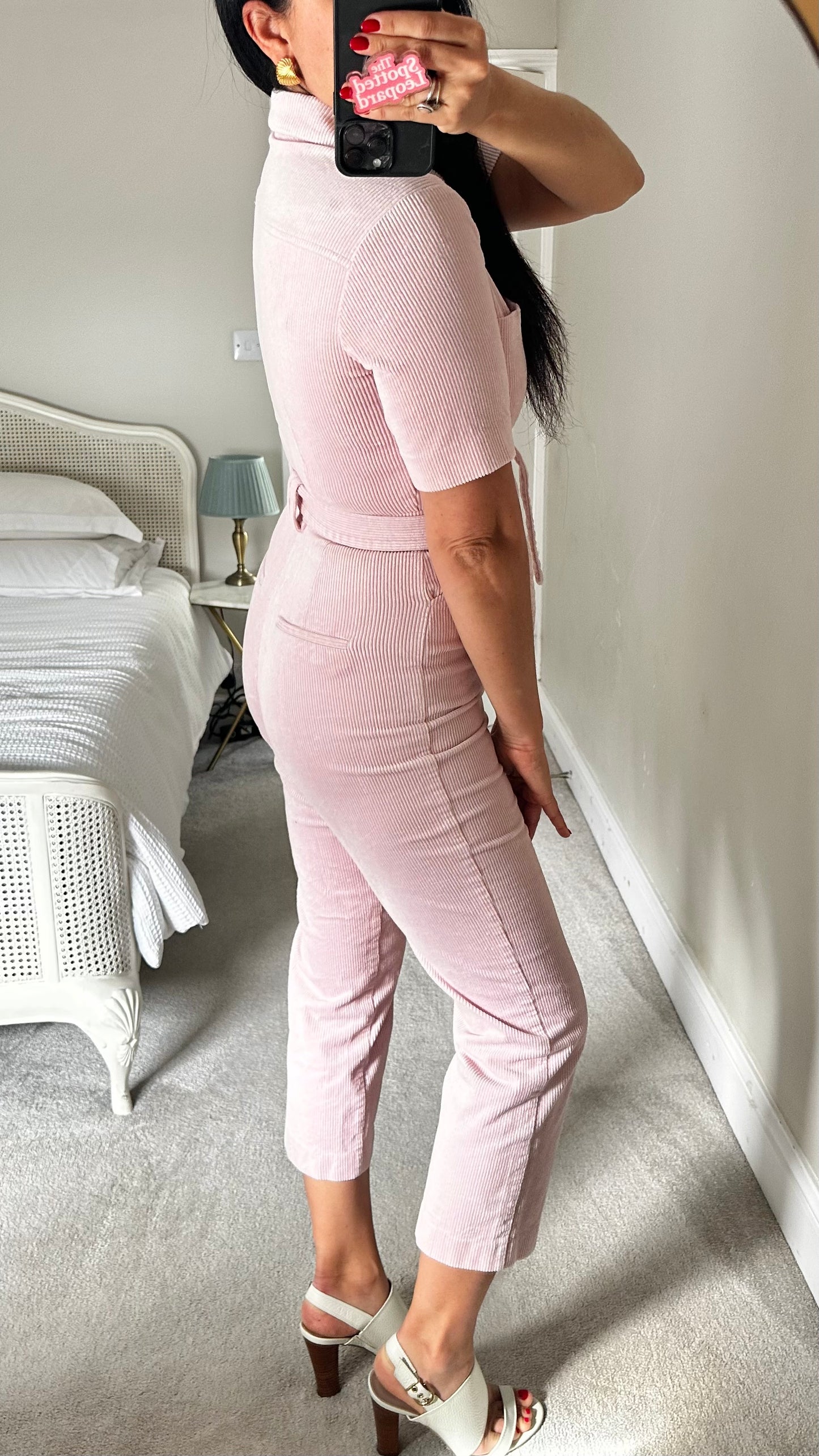 & other stories light pink rose corduroy jumpsuit playsuit boiler suit small UK 8 vgc