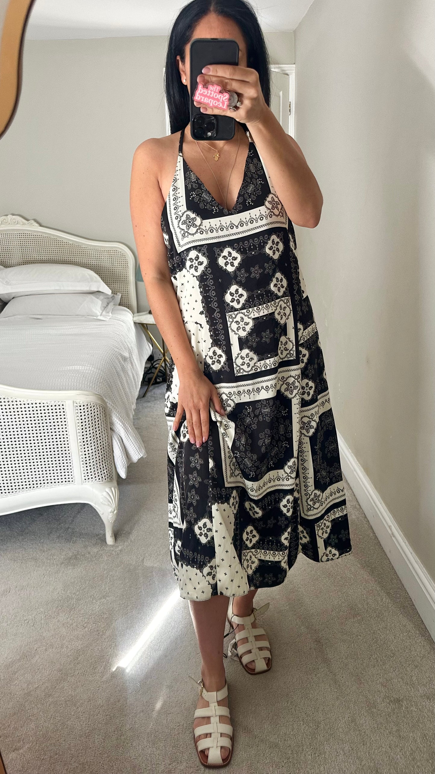Topshop black white paisley slip dress medium UK 12 new bnwt