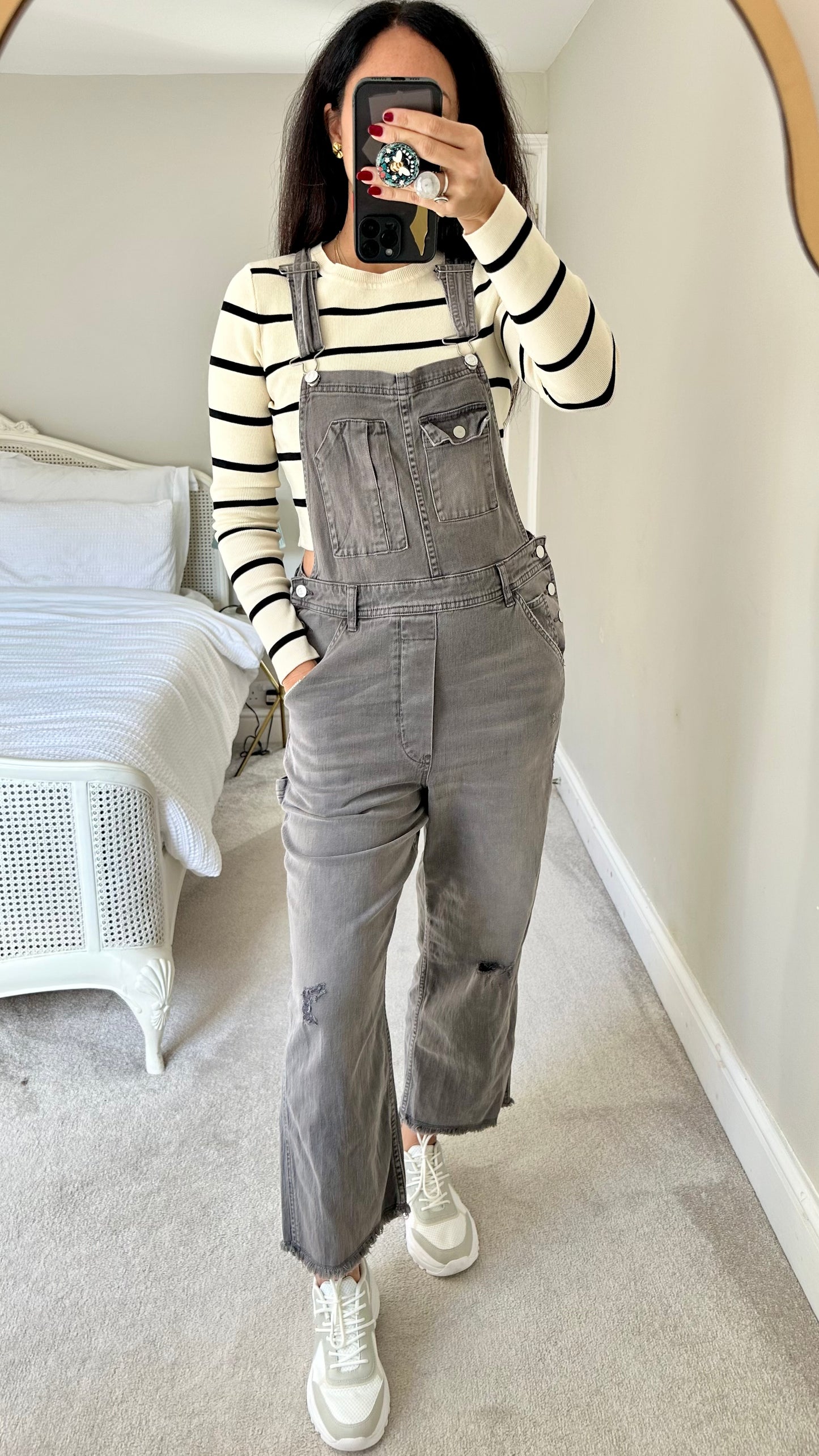 Pilcro @ Anthropologie grey denim jumpsuit dungarees large UK 12 vgc