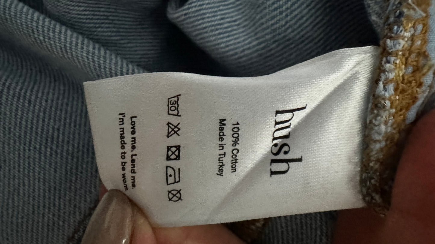 HUSH light blue denim jeans dungarees jumpsuit small UK 8 vgc