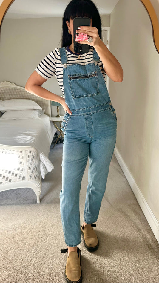 Whistles light blue denim dungarees playsuit jumpsuit small UK 8-10 vgc