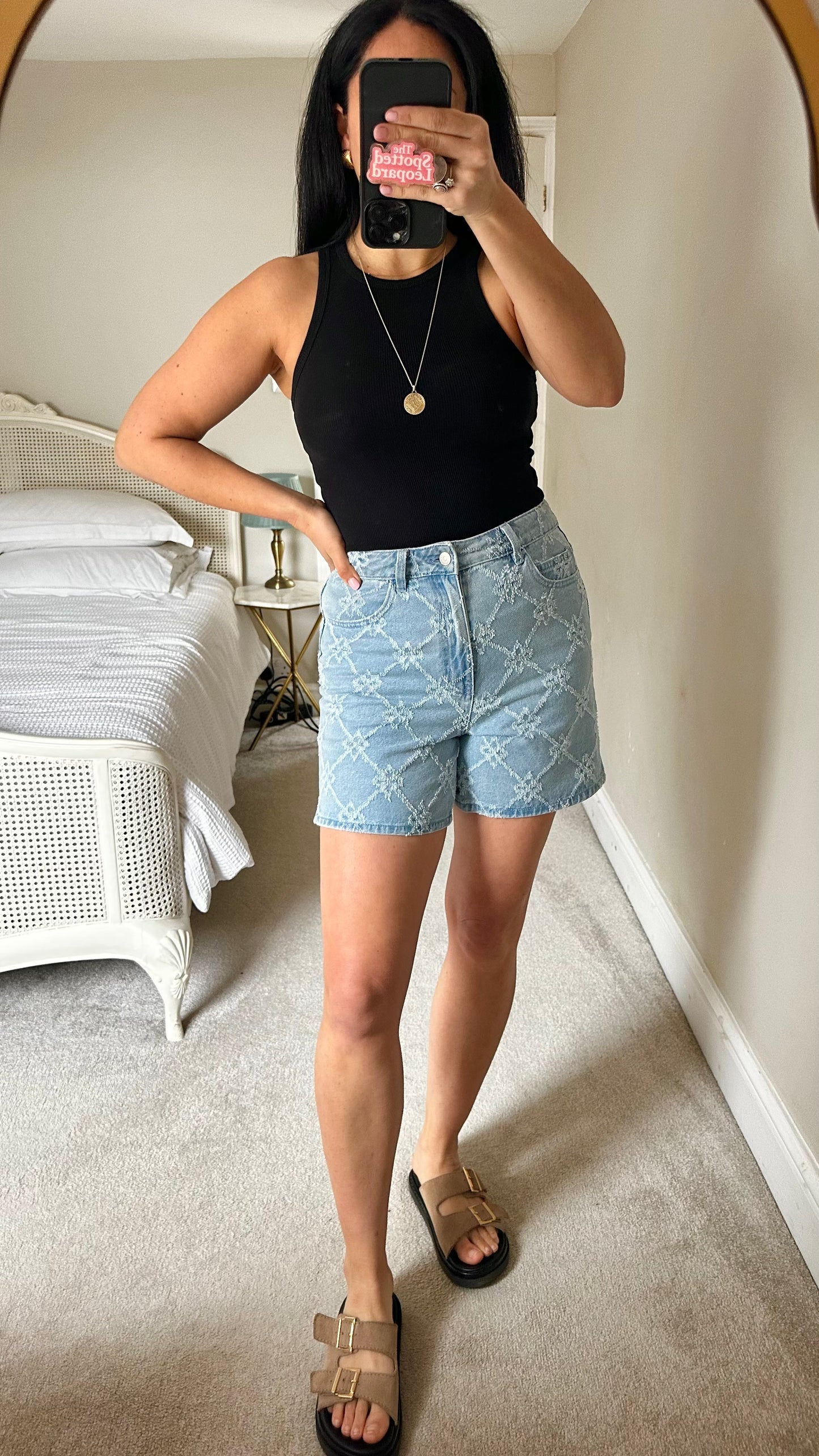 Object @ ASOS light blue denim jeans shorts check gingham small UK 10 vgc