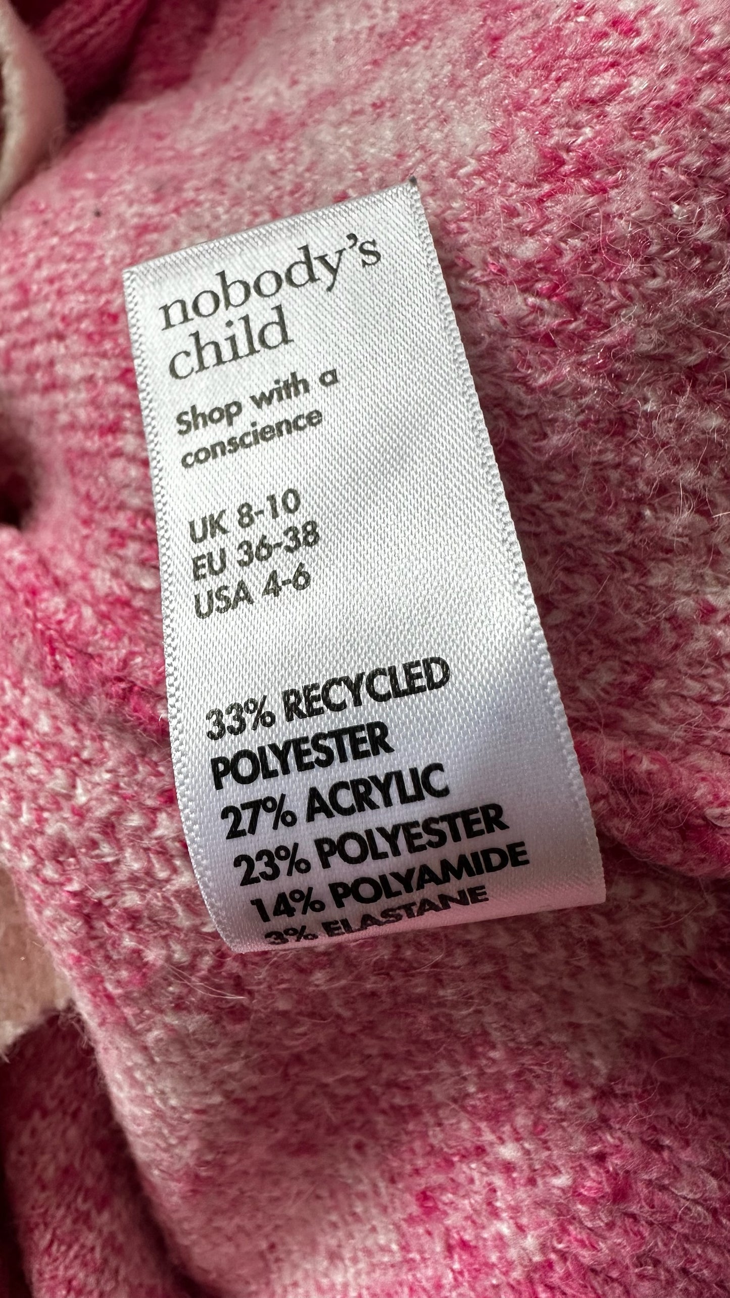 Nobody's child candy pink knitted cardigan medium UK 10-12 vgc