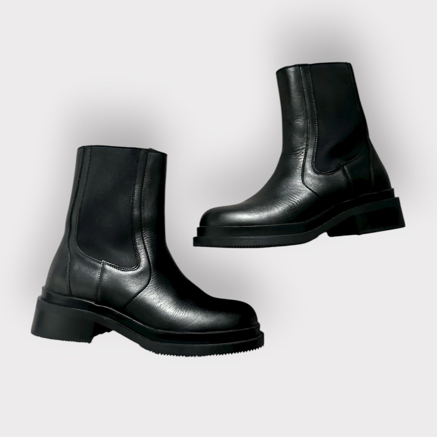 & other stories black mid rise length leather boot EU 39 UK 6 new bnwot