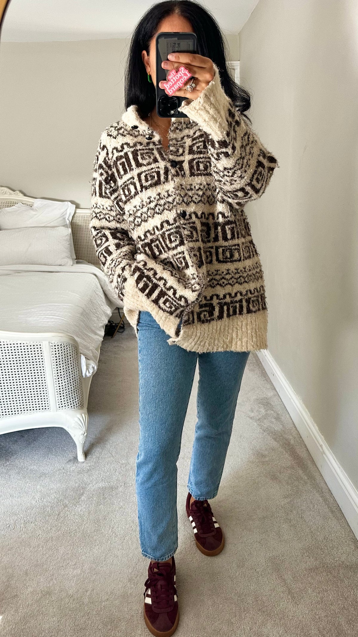 Damson Madder cream brown chunky knit cardigan jumper knitted oversized UK 12-14 vgc