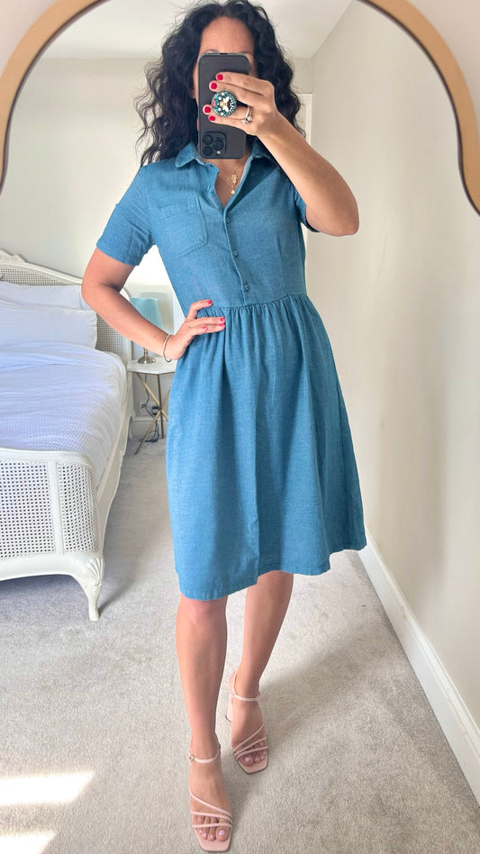 Selected Femme @ Anthropologie denim shirt midi dress small S UK 6 8 vgc