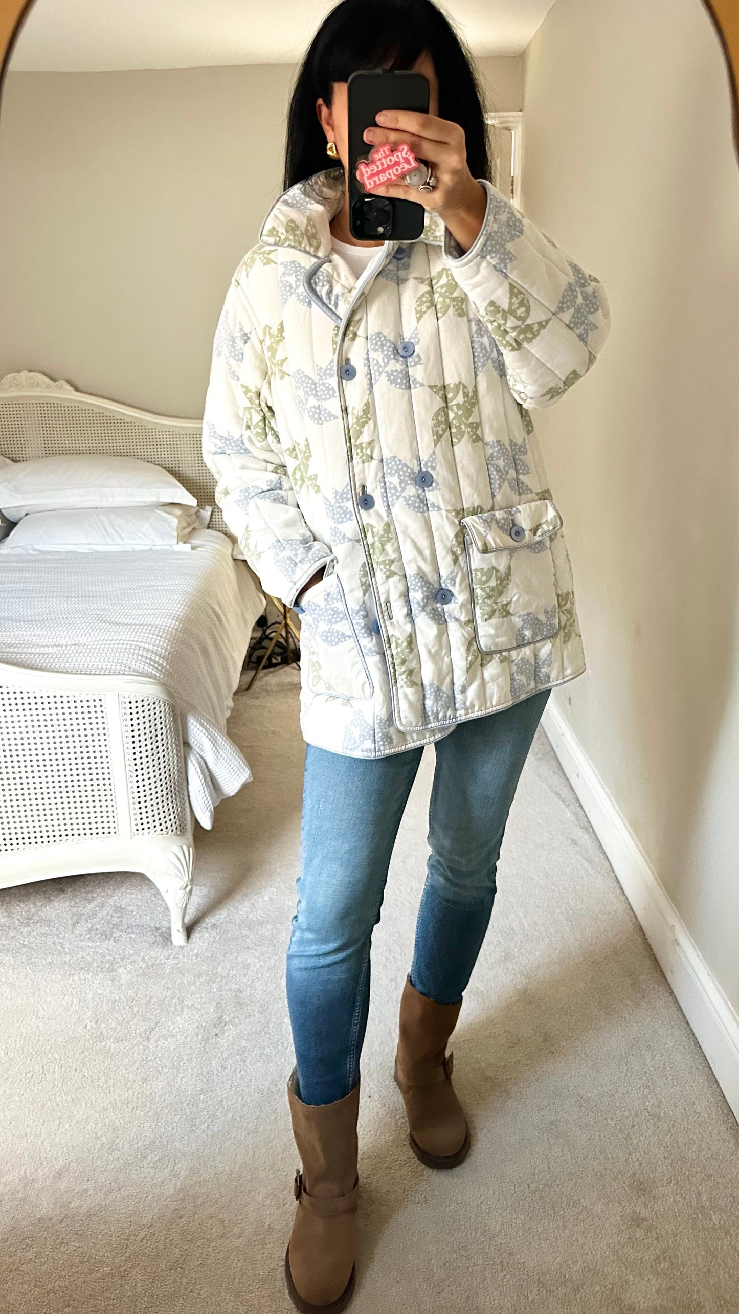 & other stories light blue white quilted jacket coat small UK 8 10 vgc