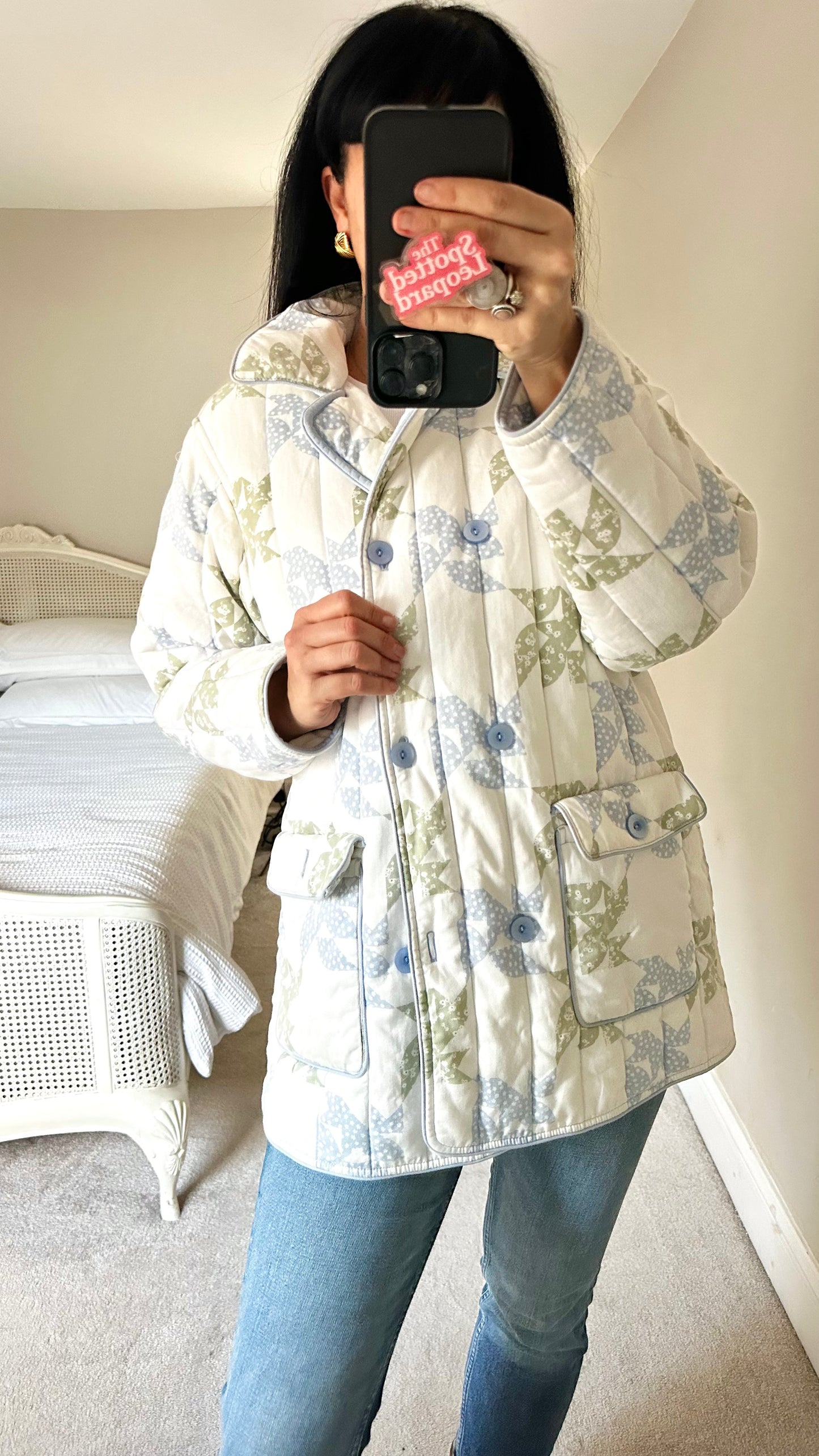 & other stories light blue white quilted jacket coat small UK 8 10 vgc