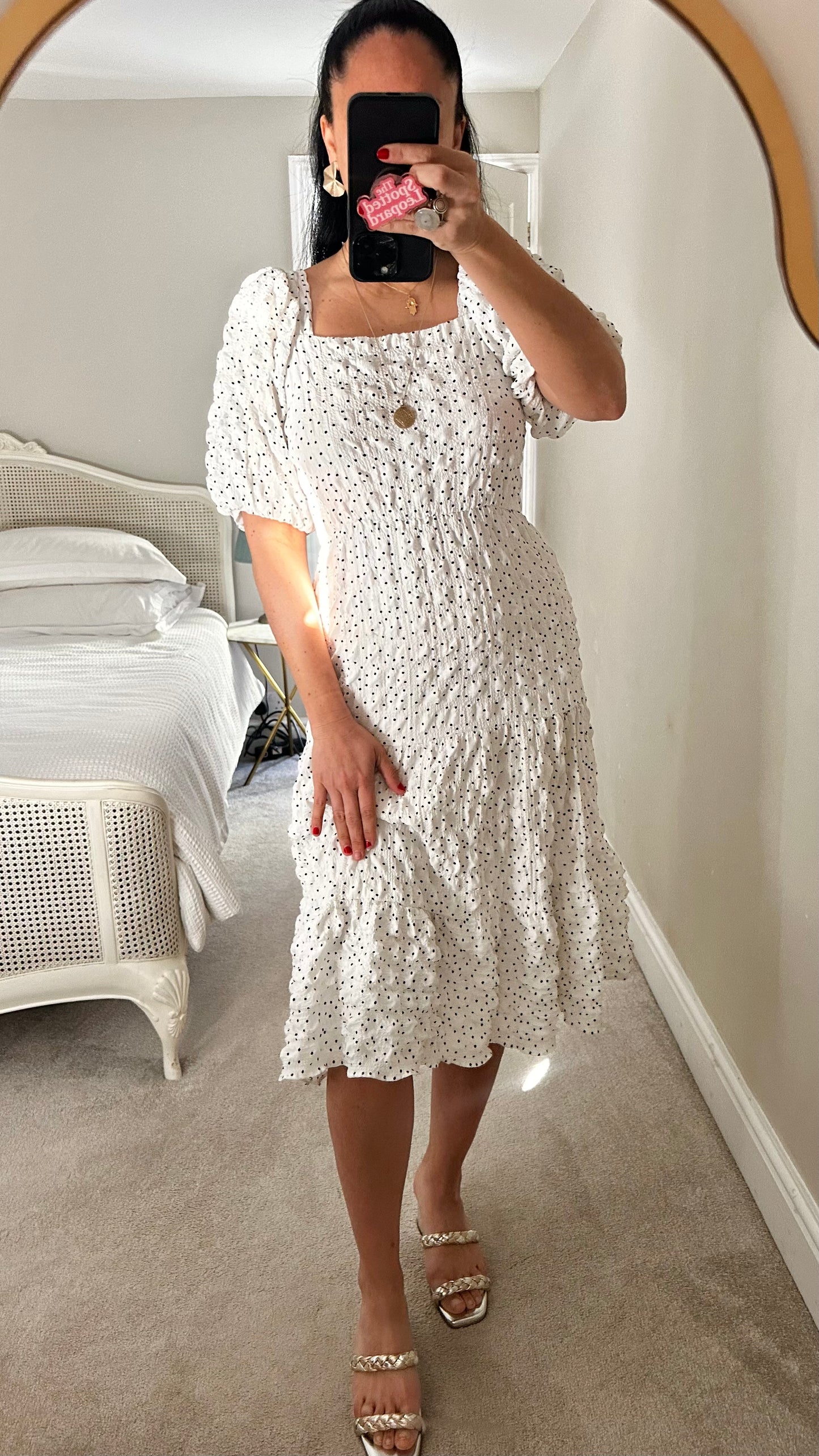 Ro & Zo white black seersucker midi long holiday dress small UK 10 vgc