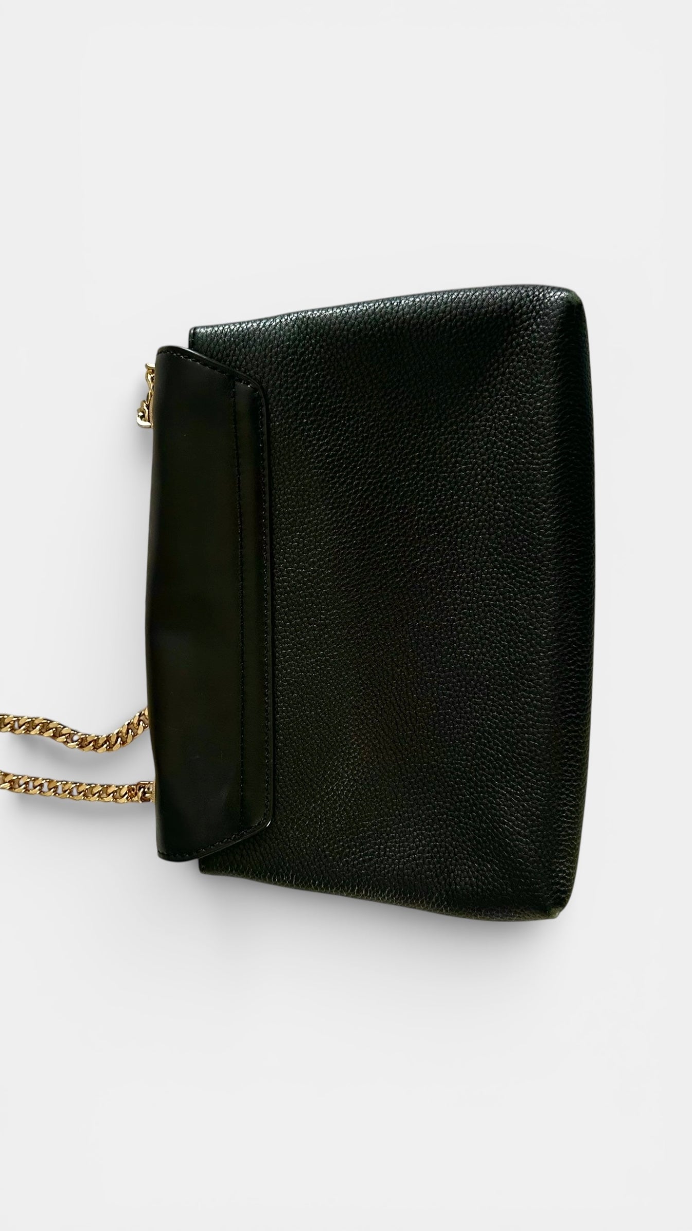 Ted baker black leather gold chain shoulder handbag free size vgc