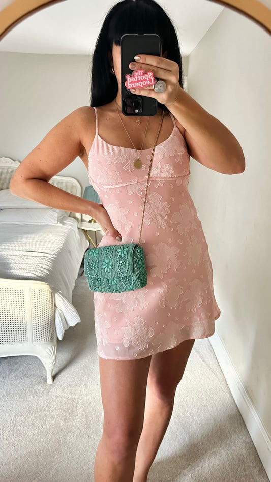 Anthropologie turquoise light green beaded clutch party bag small new bnwt event