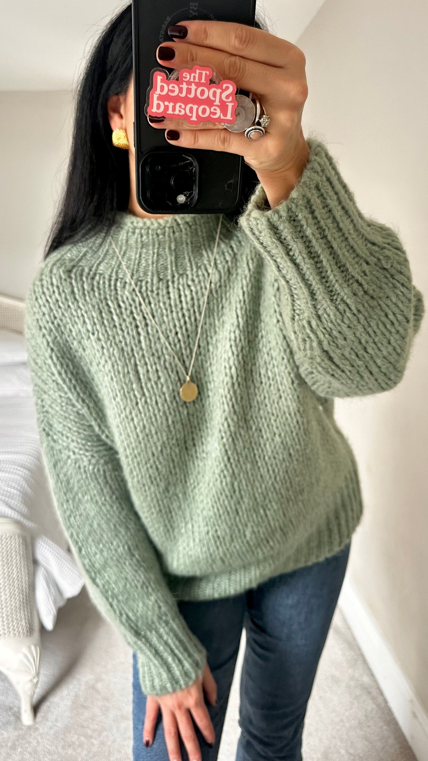 FRNCH sage green wool mohair knitted jumper new bnwt medium large UK 12-14