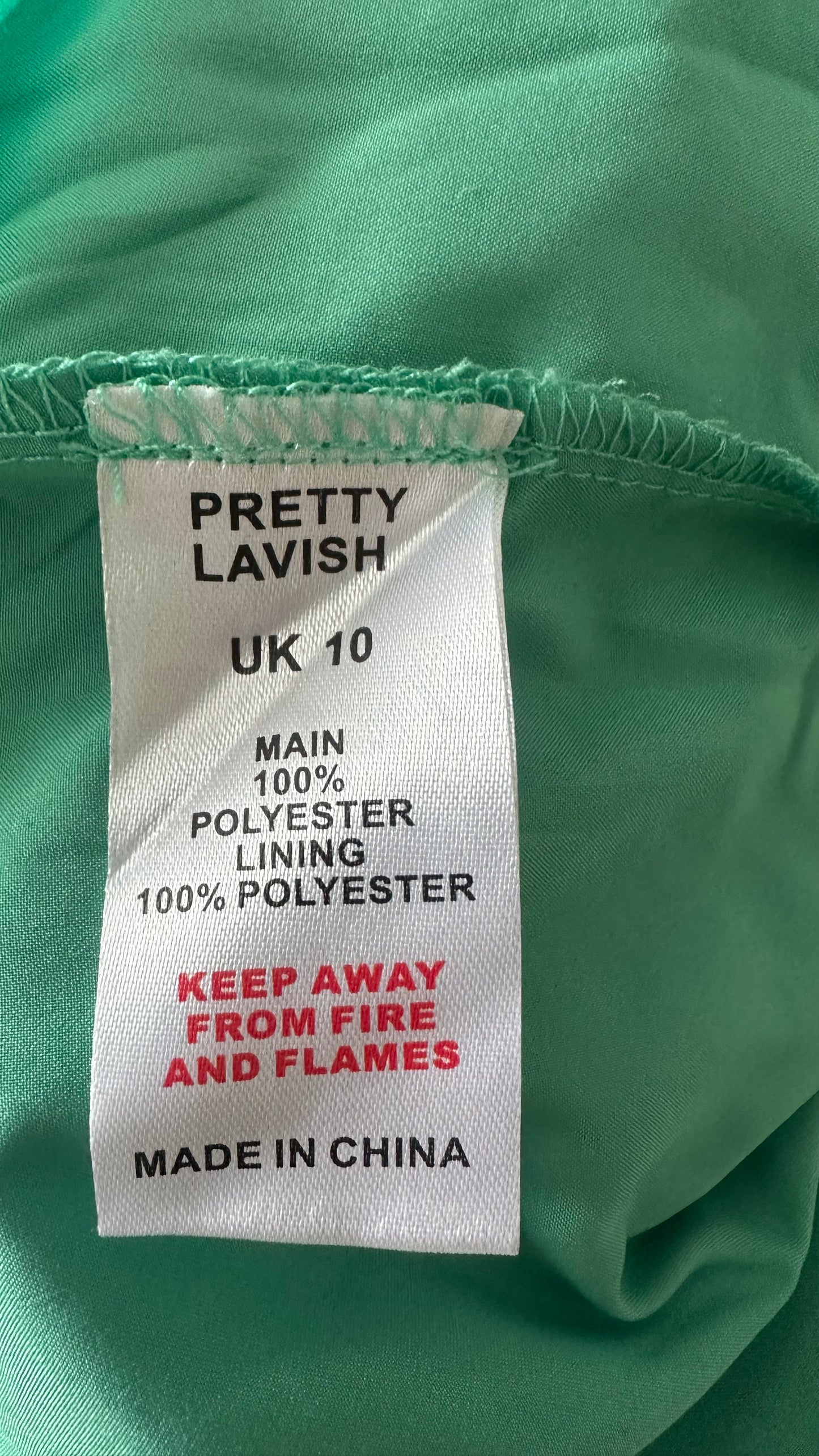 Pretty Lavish turquoise green frill maxi long event dress small UK 10 vgc