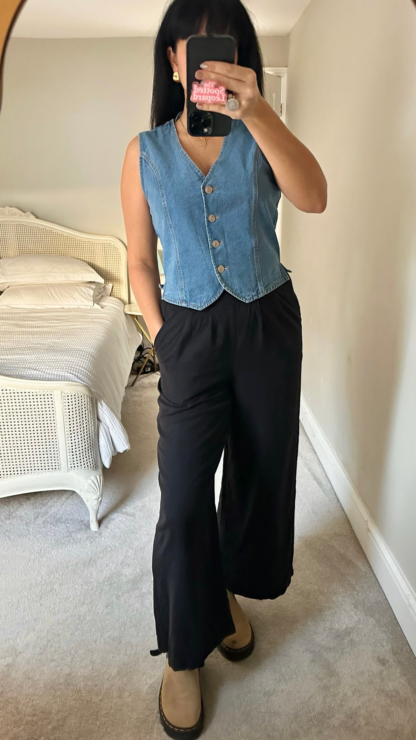 Nobodys child black linen blend wide leg slouchy casual trousers UK 8 vgc