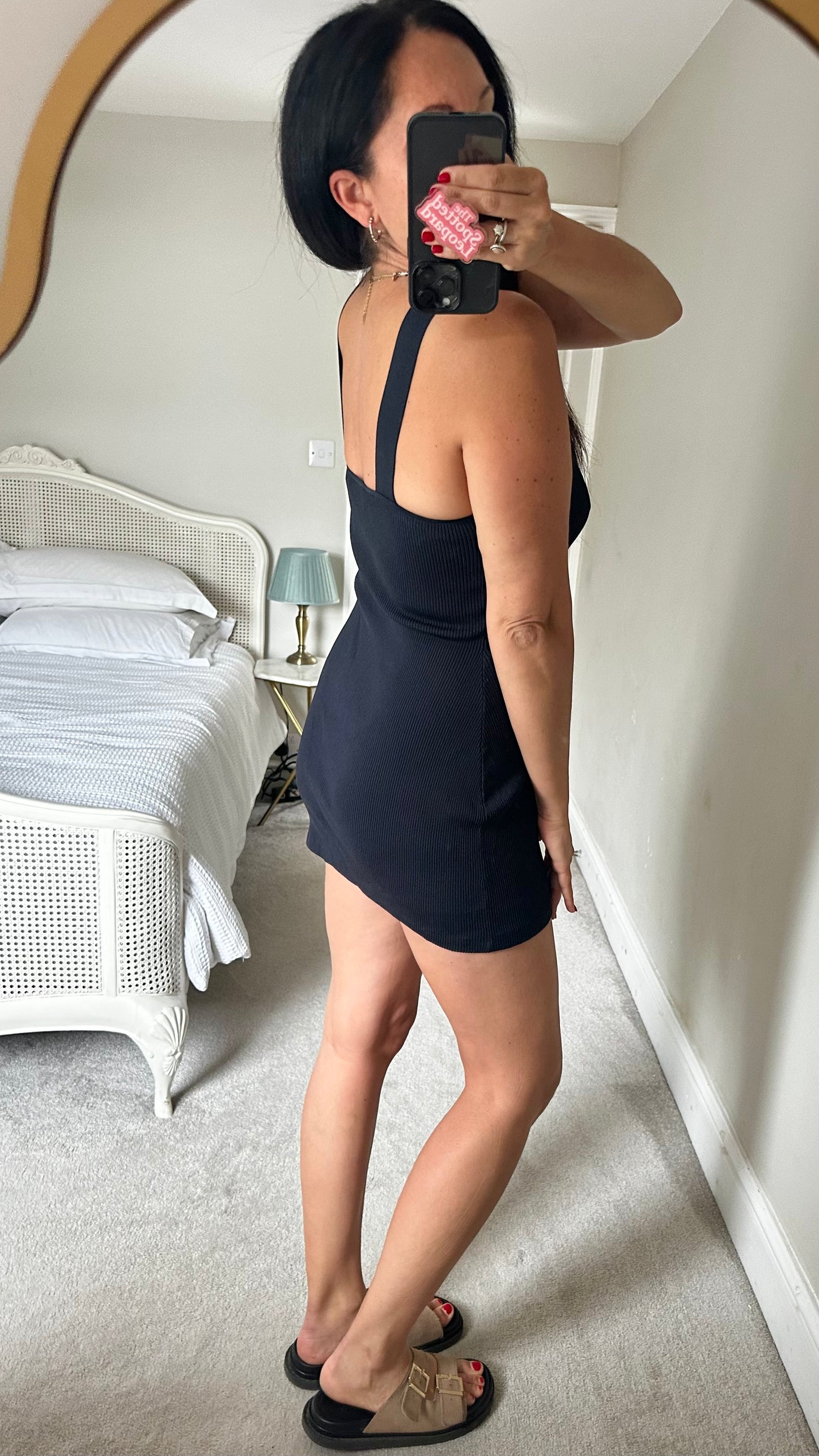 & other stories black shell boho mini petite dress small UK 8-10 vgc