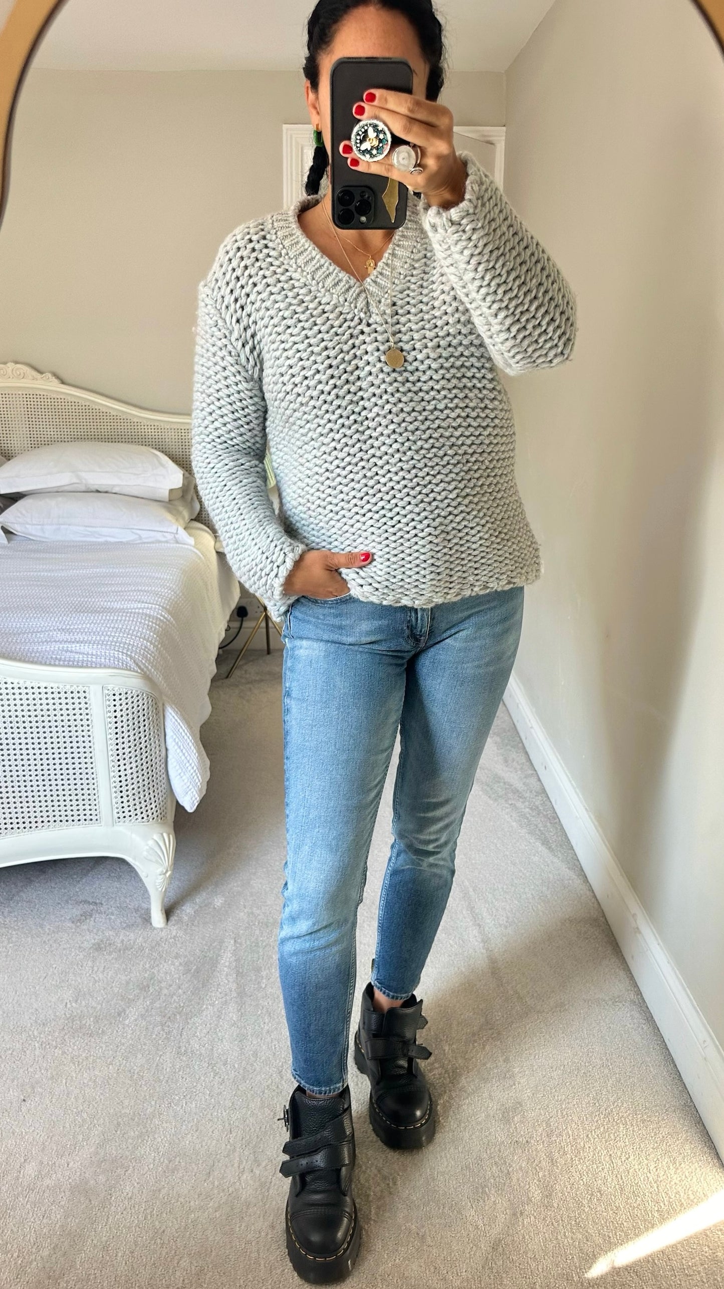Paul & joe sister light blue chunky knit alpaca wool blend jumper small UK 8 vgc w25