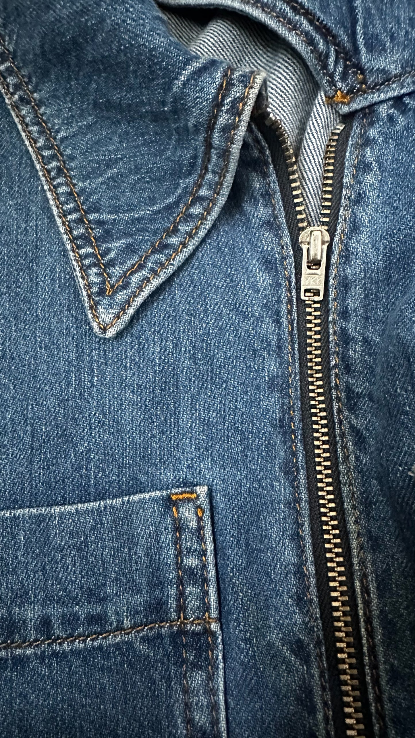 Aligne navy blue denim zip up long midi maxi dress small UK 8 vgc