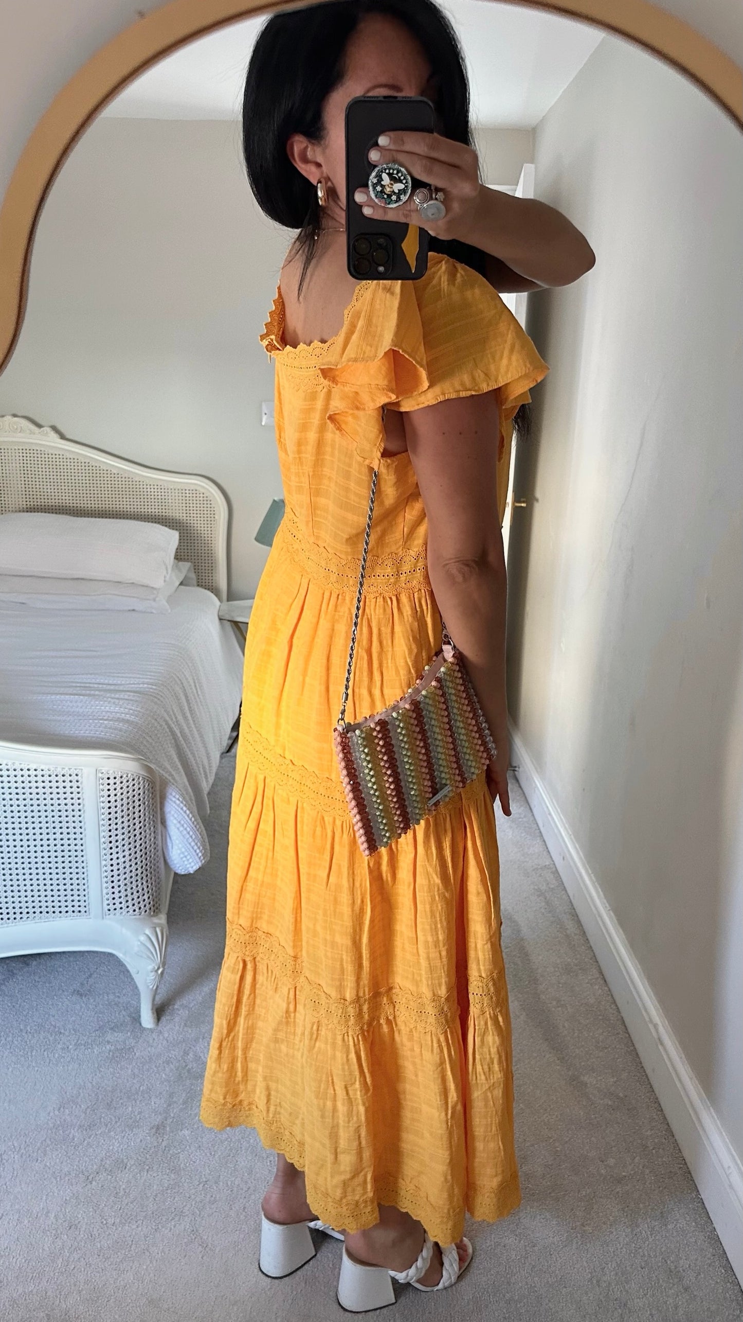 Ghost bright orange boho hippie maxi wedding guest dress extra large UK 14-16 vgc