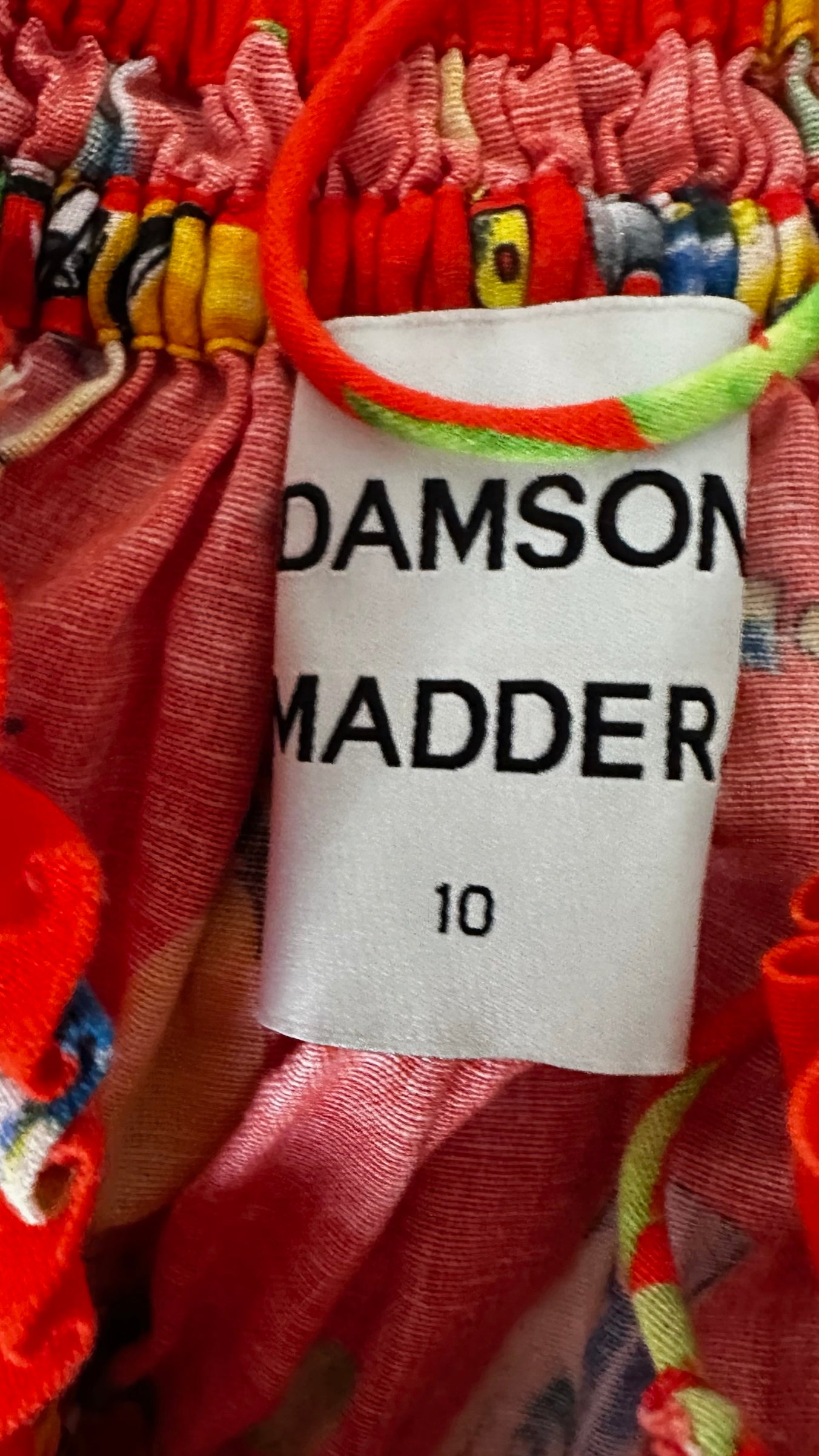 Damson madder red toucan holiday print shift dress petite Small UK 10 excellent used condition