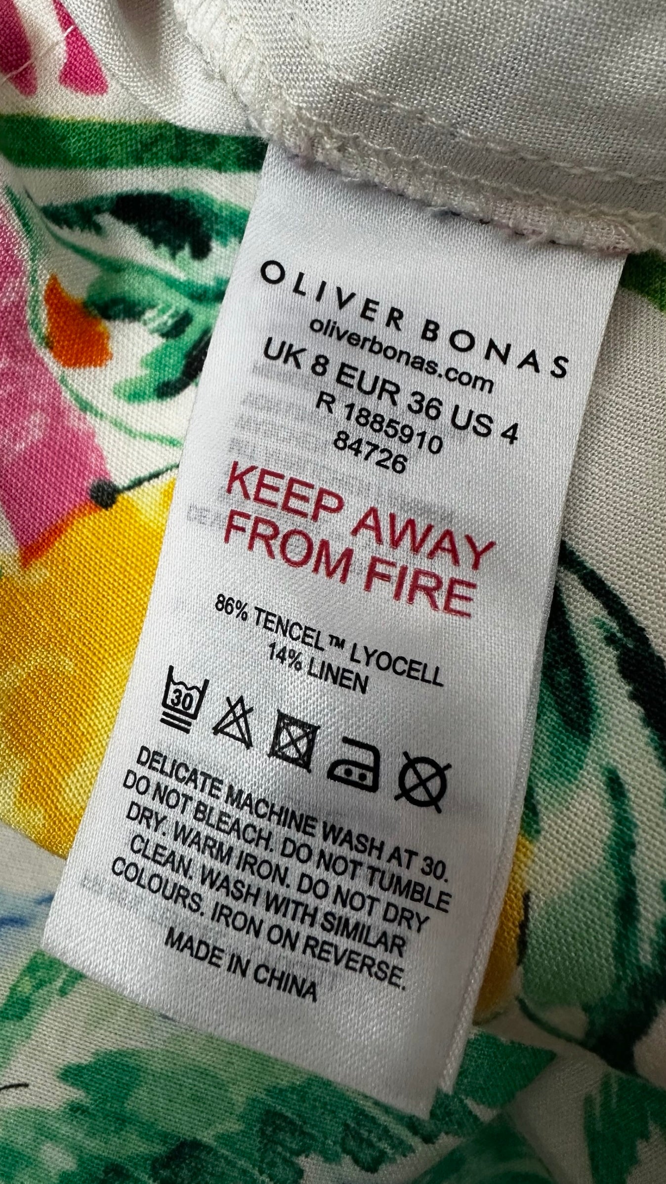 Oliver bonas white green holiday print wide leg drawstring trousers Small S UK 8 excellent used condition