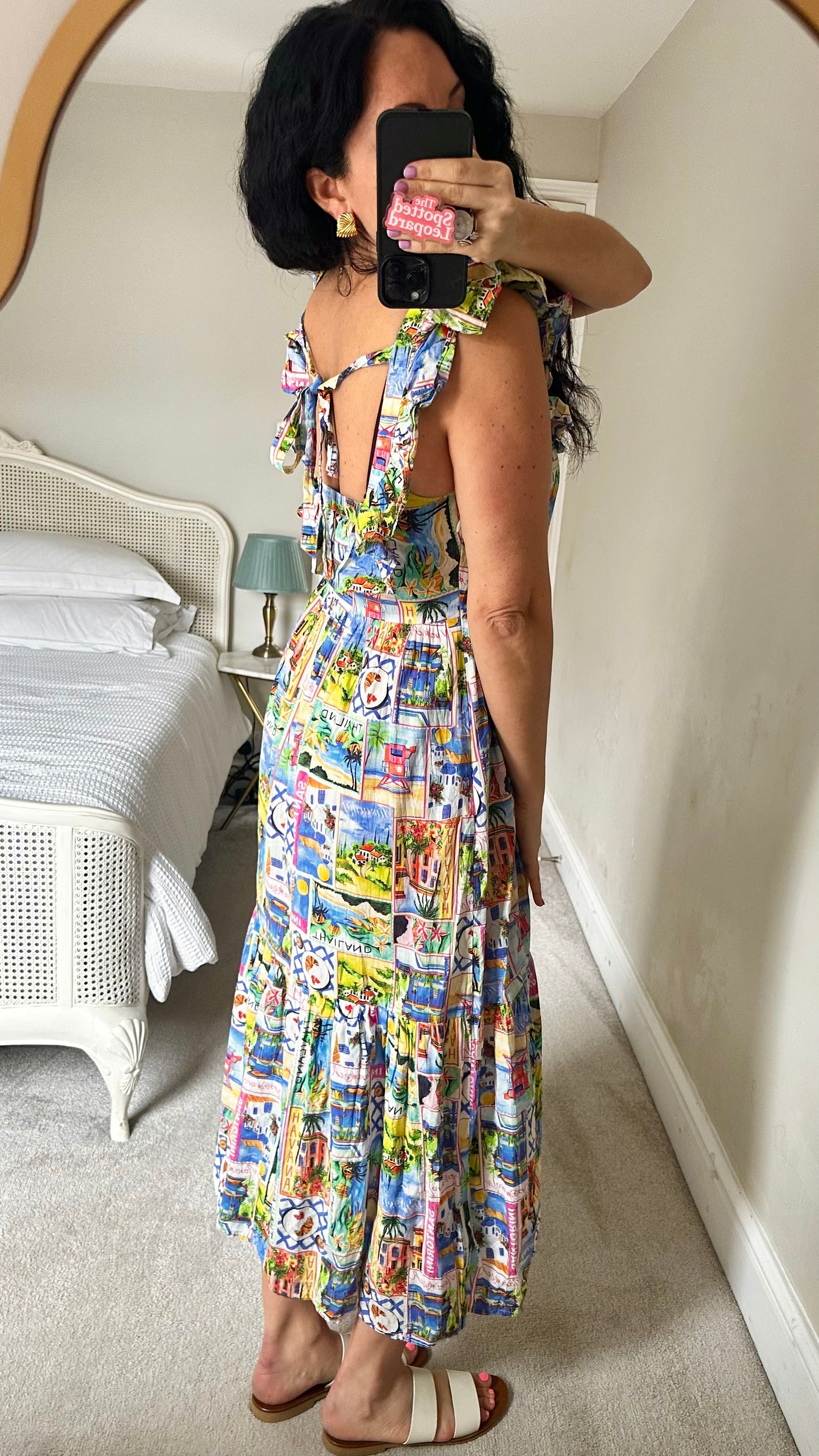 Nobody’s Child multicoloured Thailand Marrakesh stamps dress small UK 10 vgc midi holiday