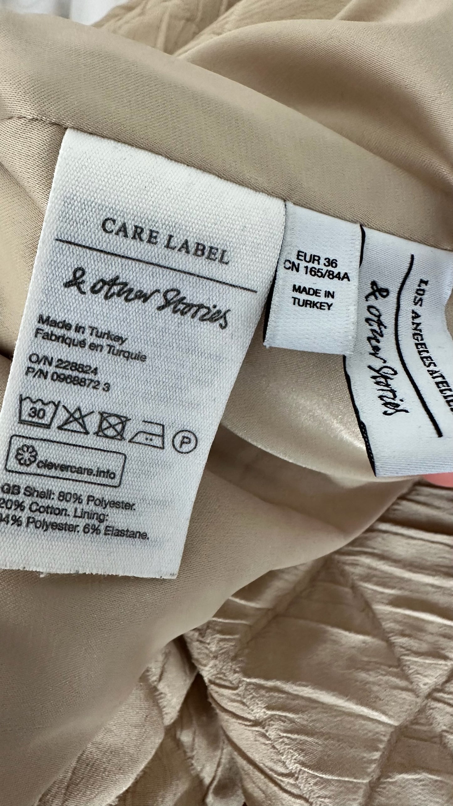 & other stories cream beige quilted jacket small UK 8 vgc w25