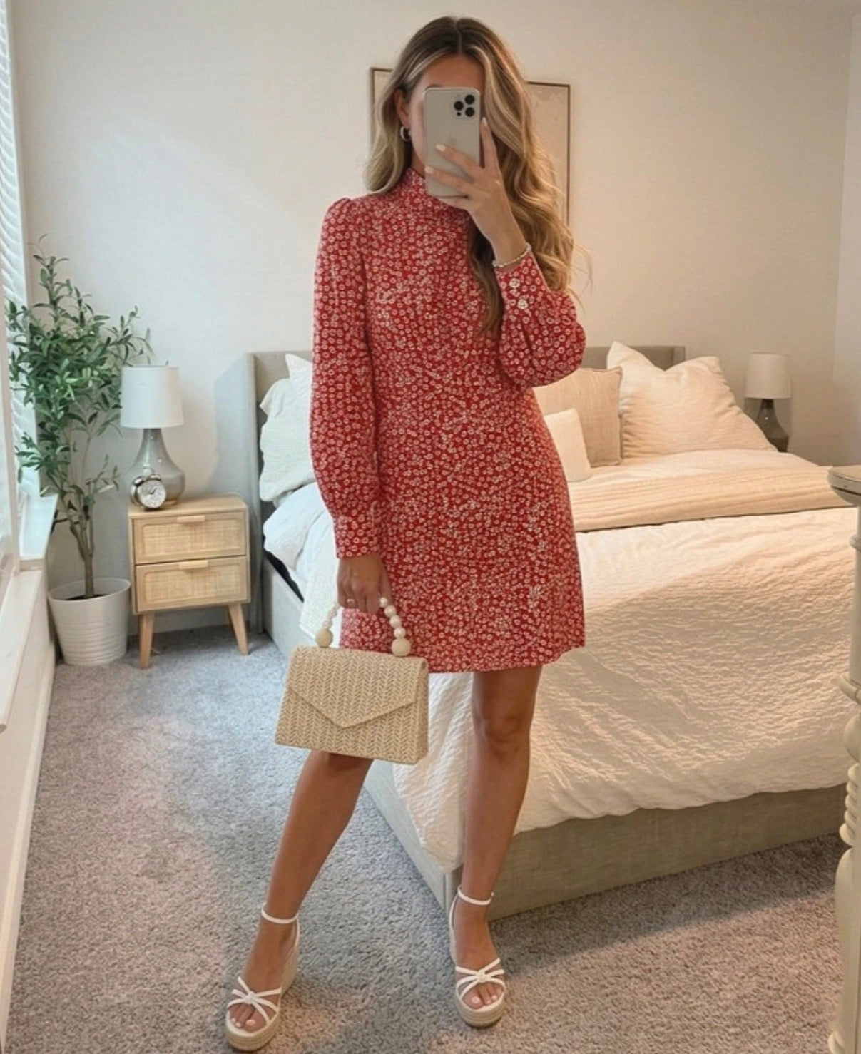 Never Fully Dressed red white floral mini dress extra small UK 6 vgc