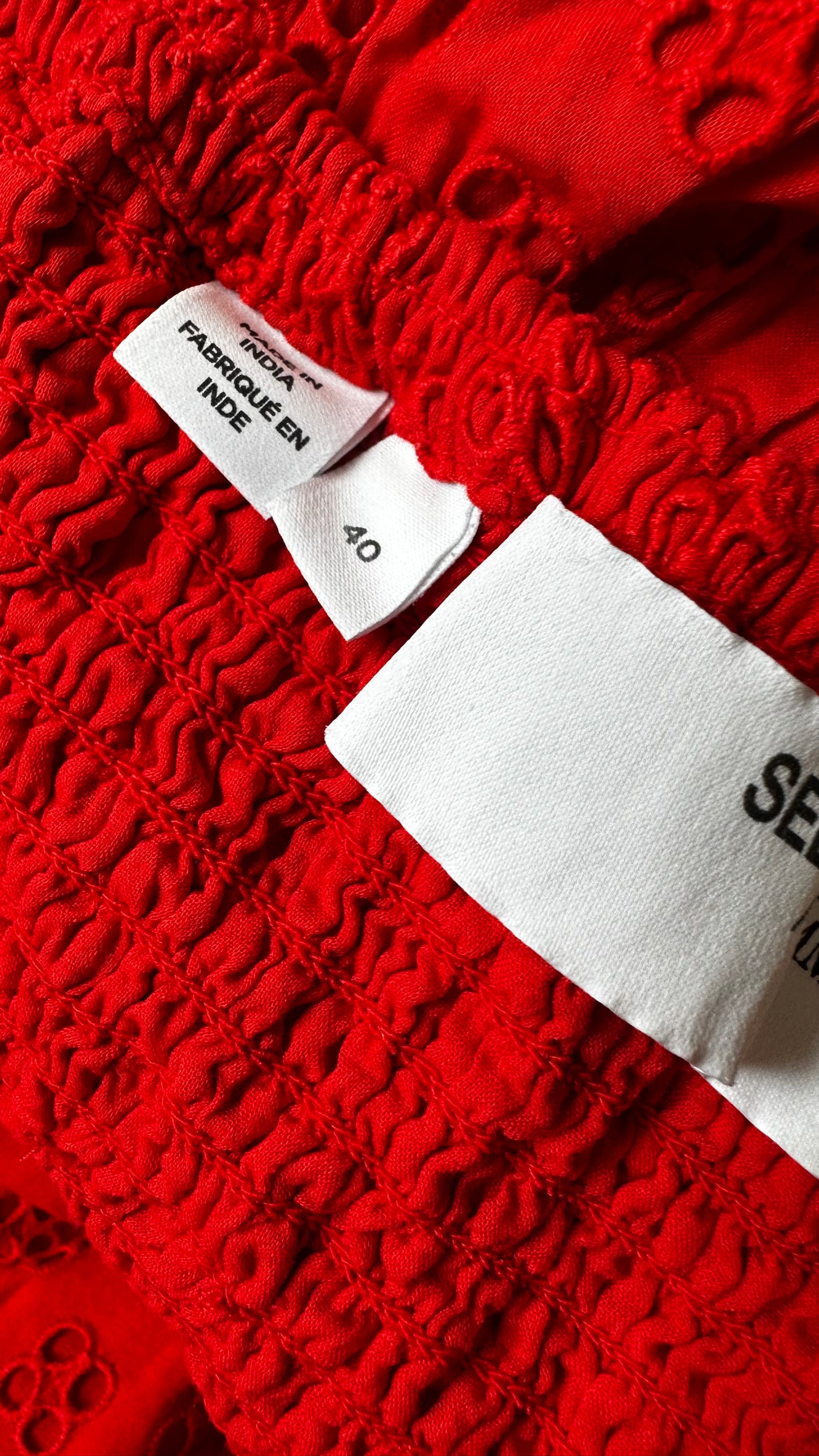 Selected Femme @ Anthropologie Red broderie anglaise cotton dress medium large UK 14+