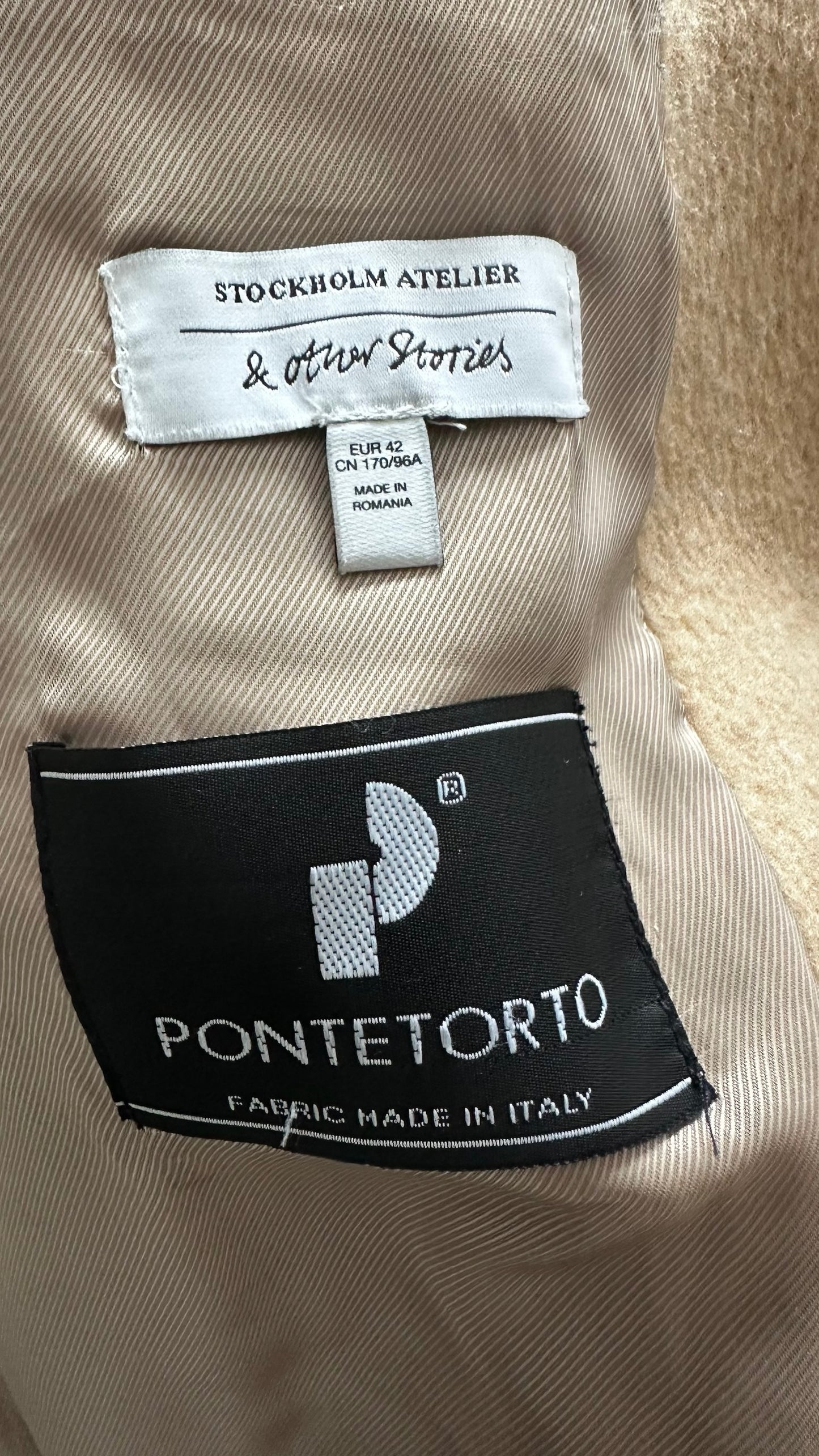 & Other stories beige camel cream wool blend alpaca long coat extra large XL UK 14