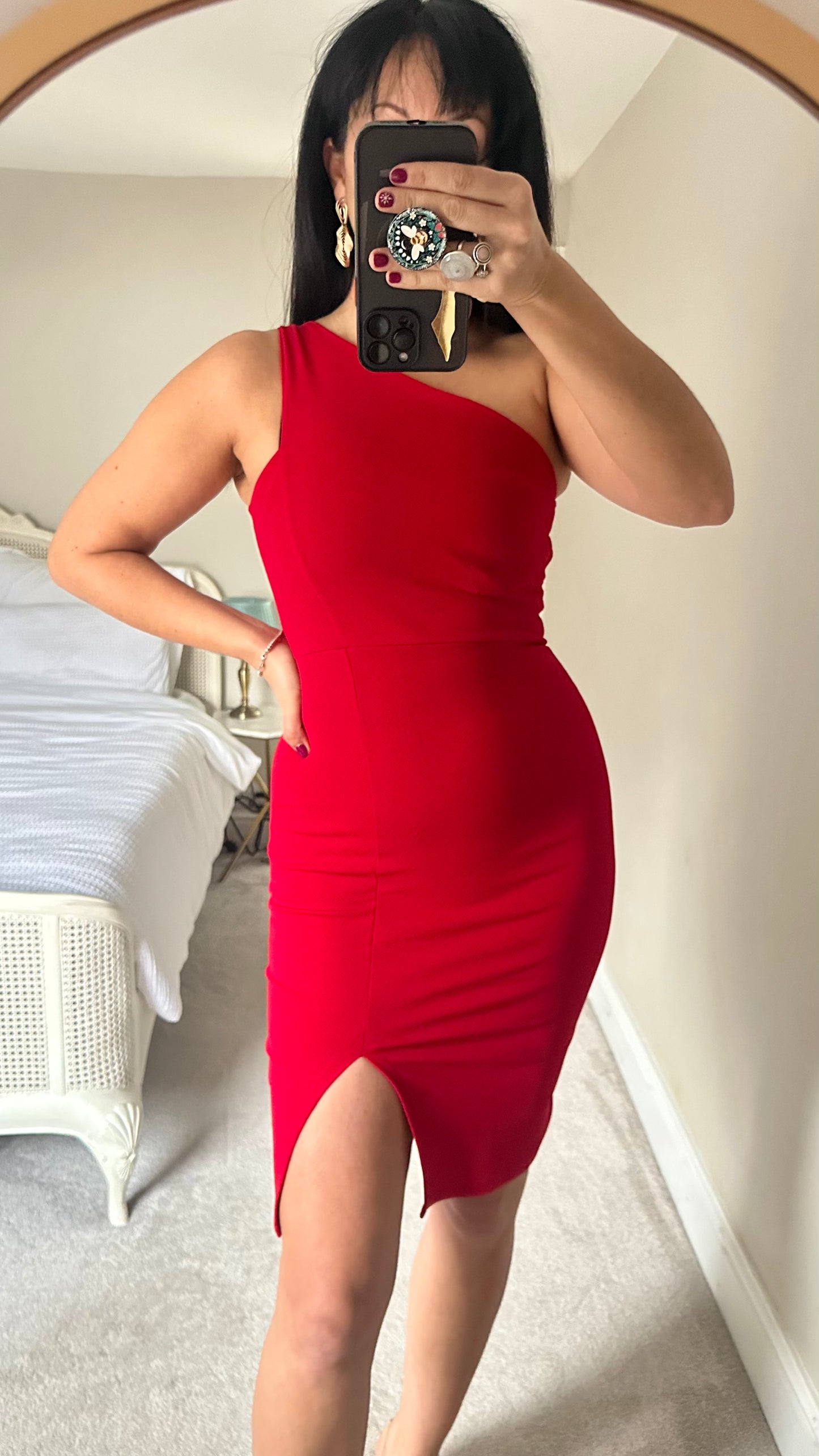 Femme Luxe Red one shoulder mini dress new bnwt small UK 8