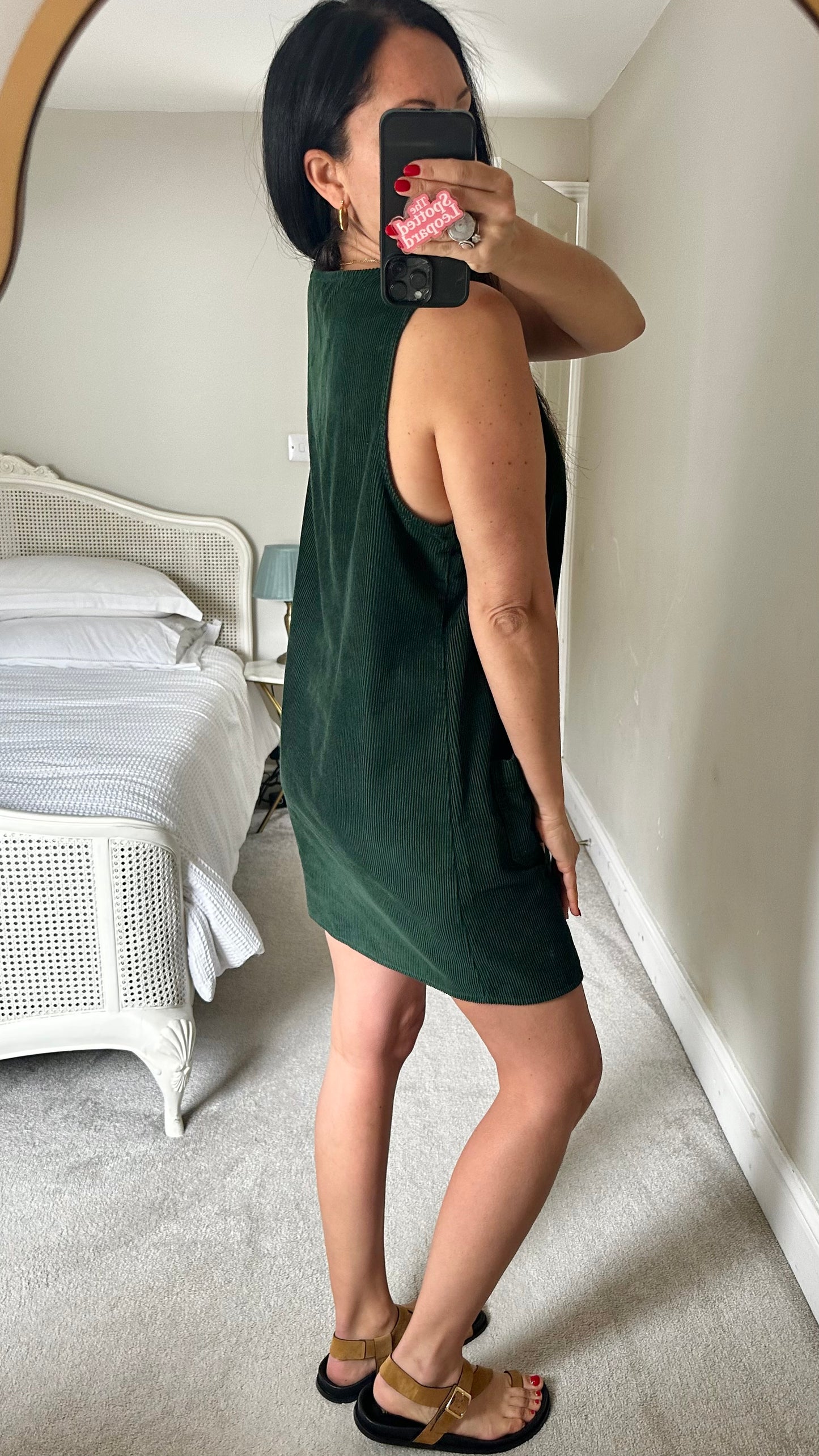 Nobody’s Child green corduroy mini tunic dress medium UK 12 vgc