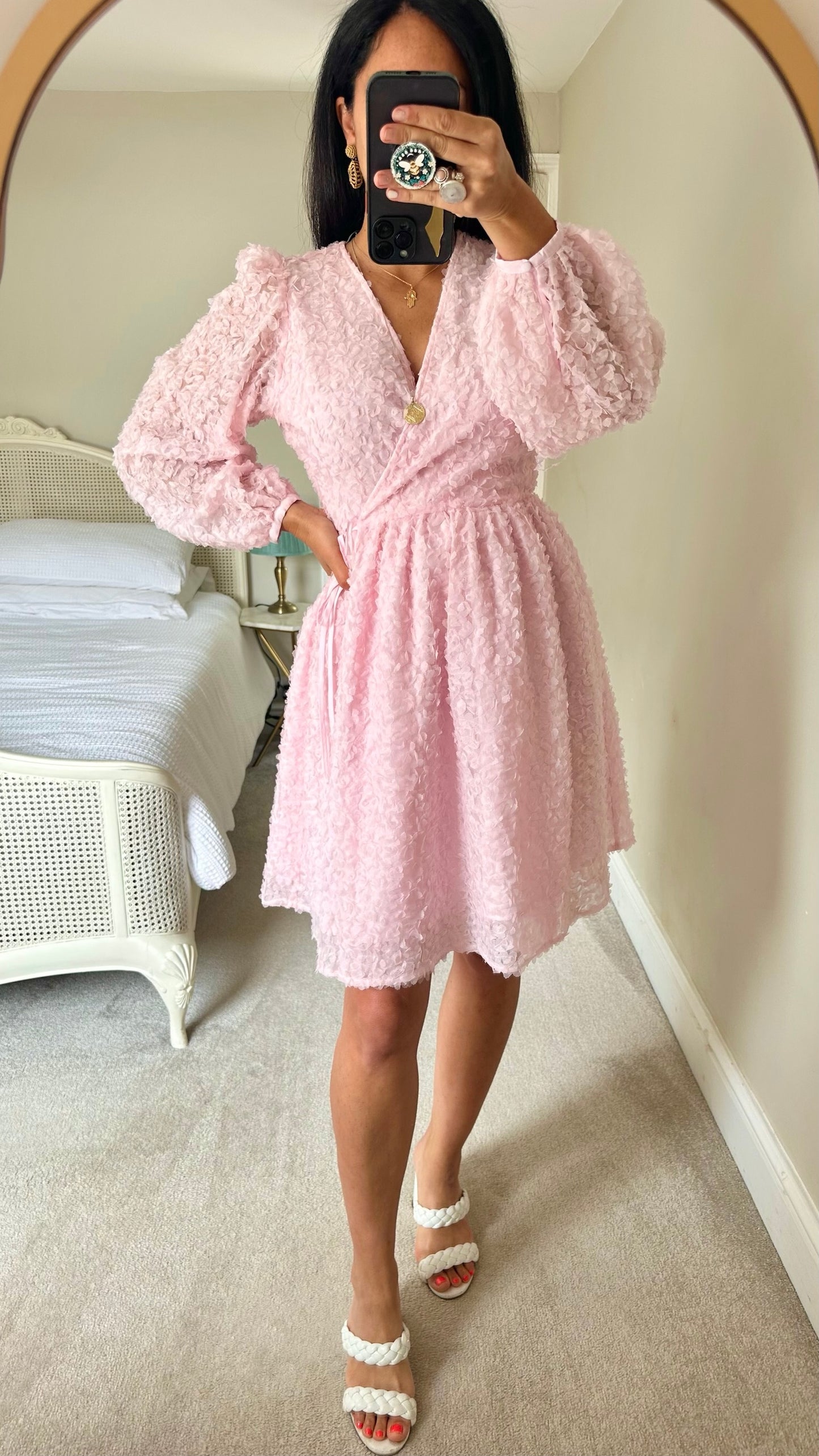 Selected Femme @ Anthropologie rose pink applique wedding guest event dress small UK 8  new bnwt