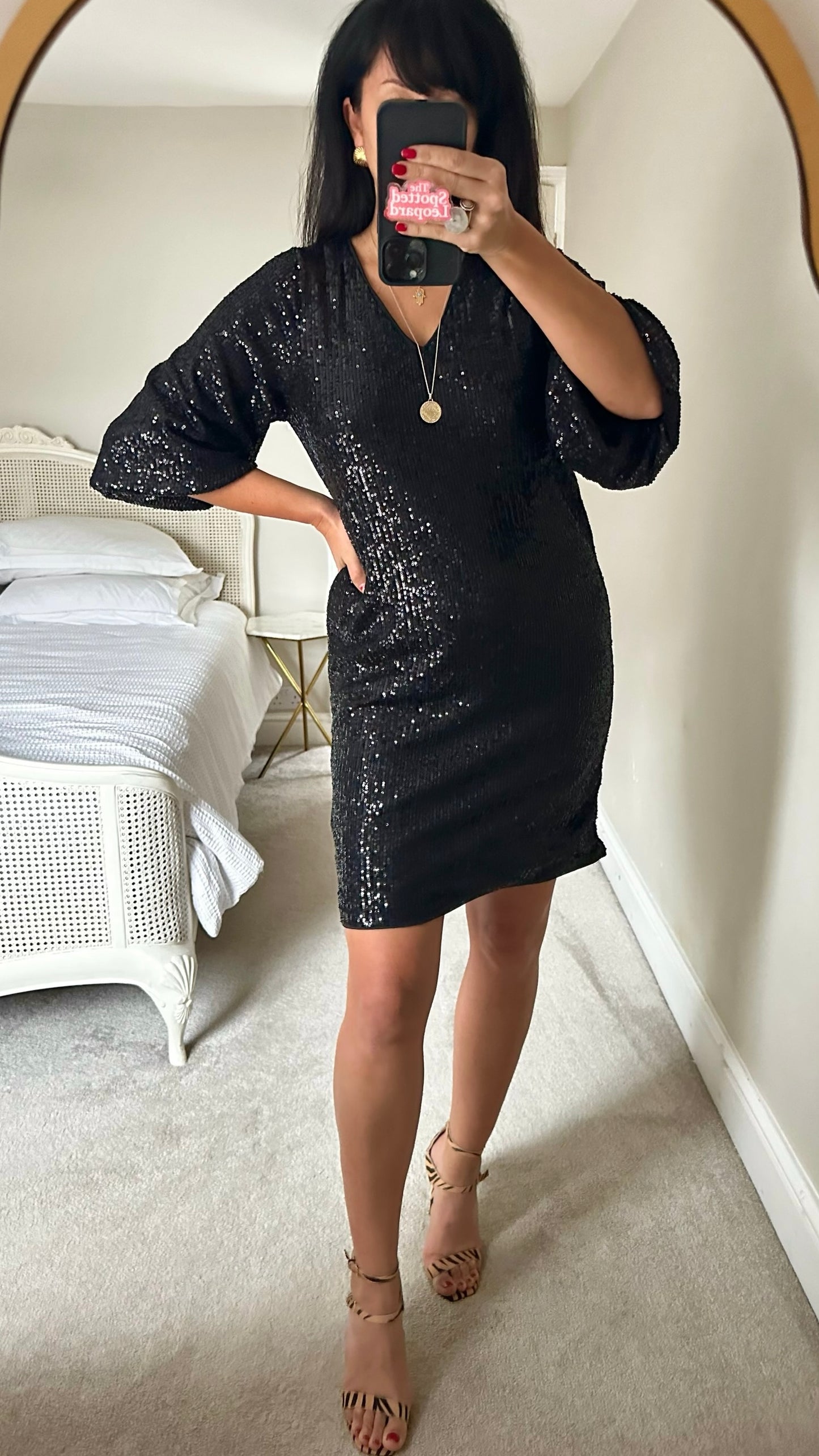 Be Young black sequin mini party dress small S UK 8-10 BNWT XMS25
