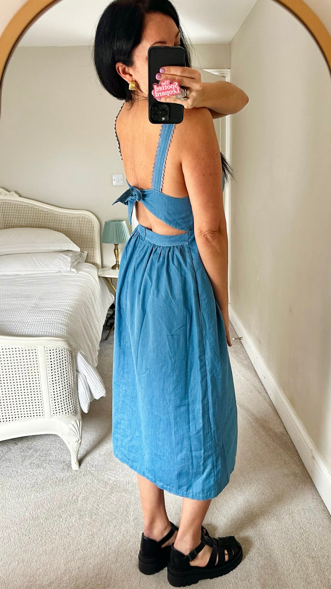 Nümph at anthropologie denim blue backless sundress small UK 8 vgc