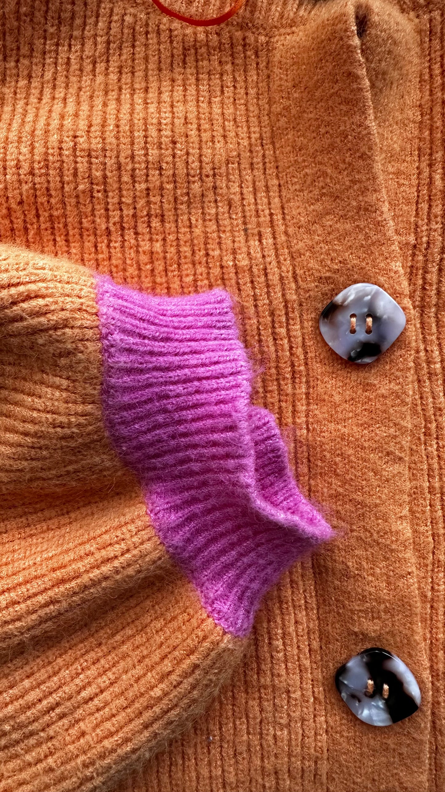 Oliver Bonas Orange pink knitted cardigan jumper medium UK 12 vgc