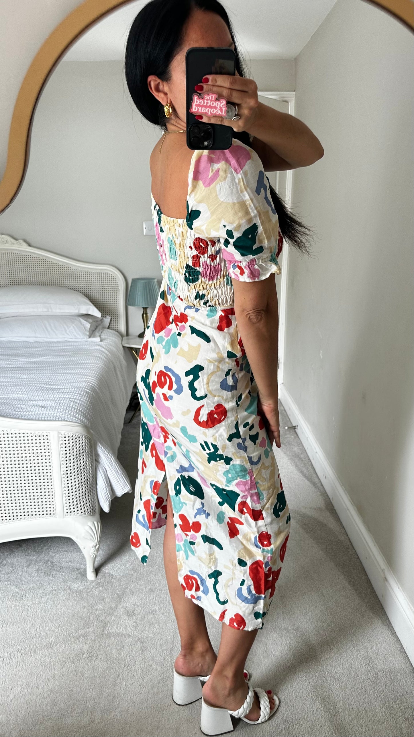 & other stories cream multi coloured abstract dress event wedding small UK 10 vgc