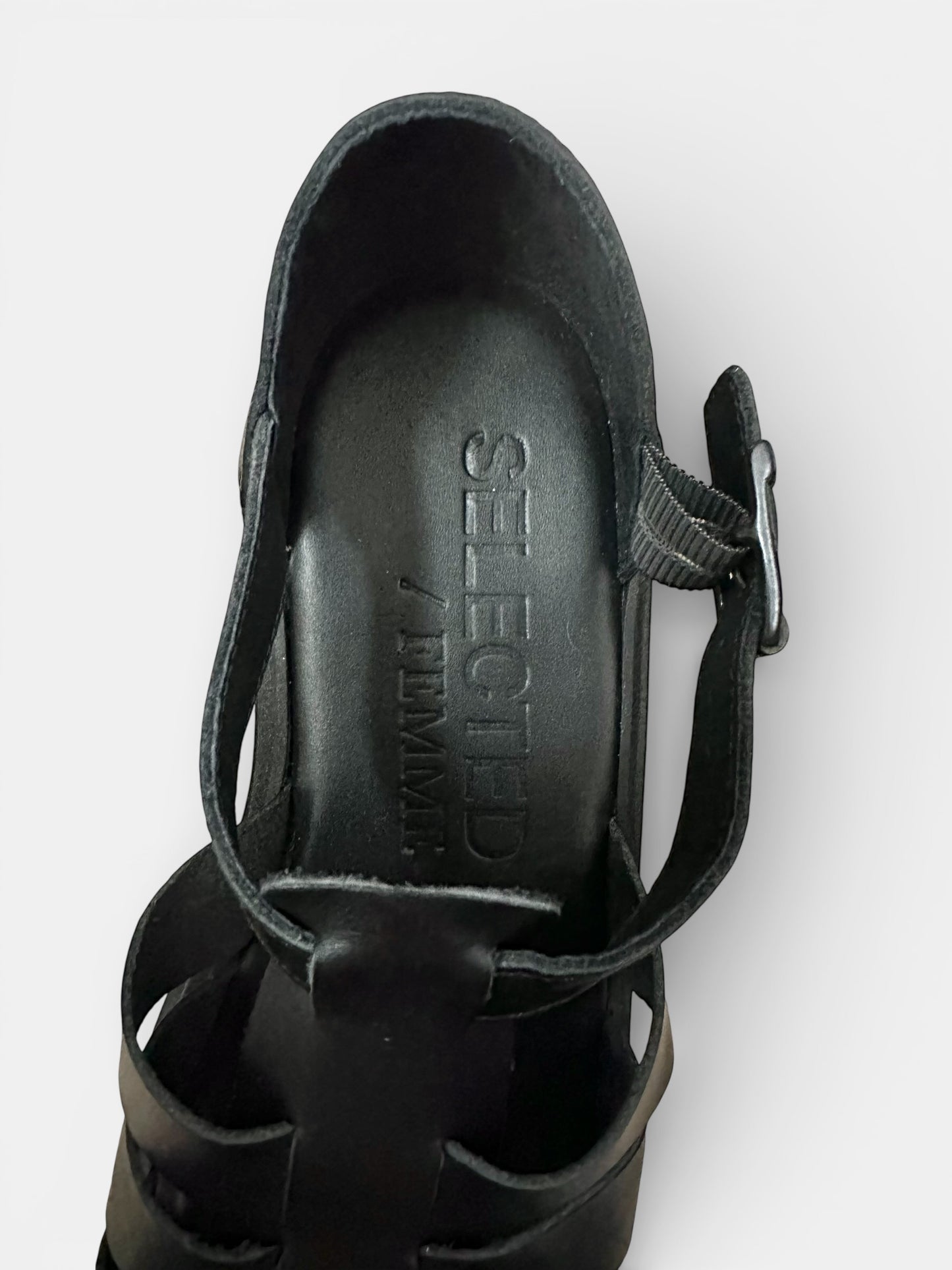 Selected Femme @ Anthropologie black fisherman cage sandals shoes UK 5 EU 38 new bnib