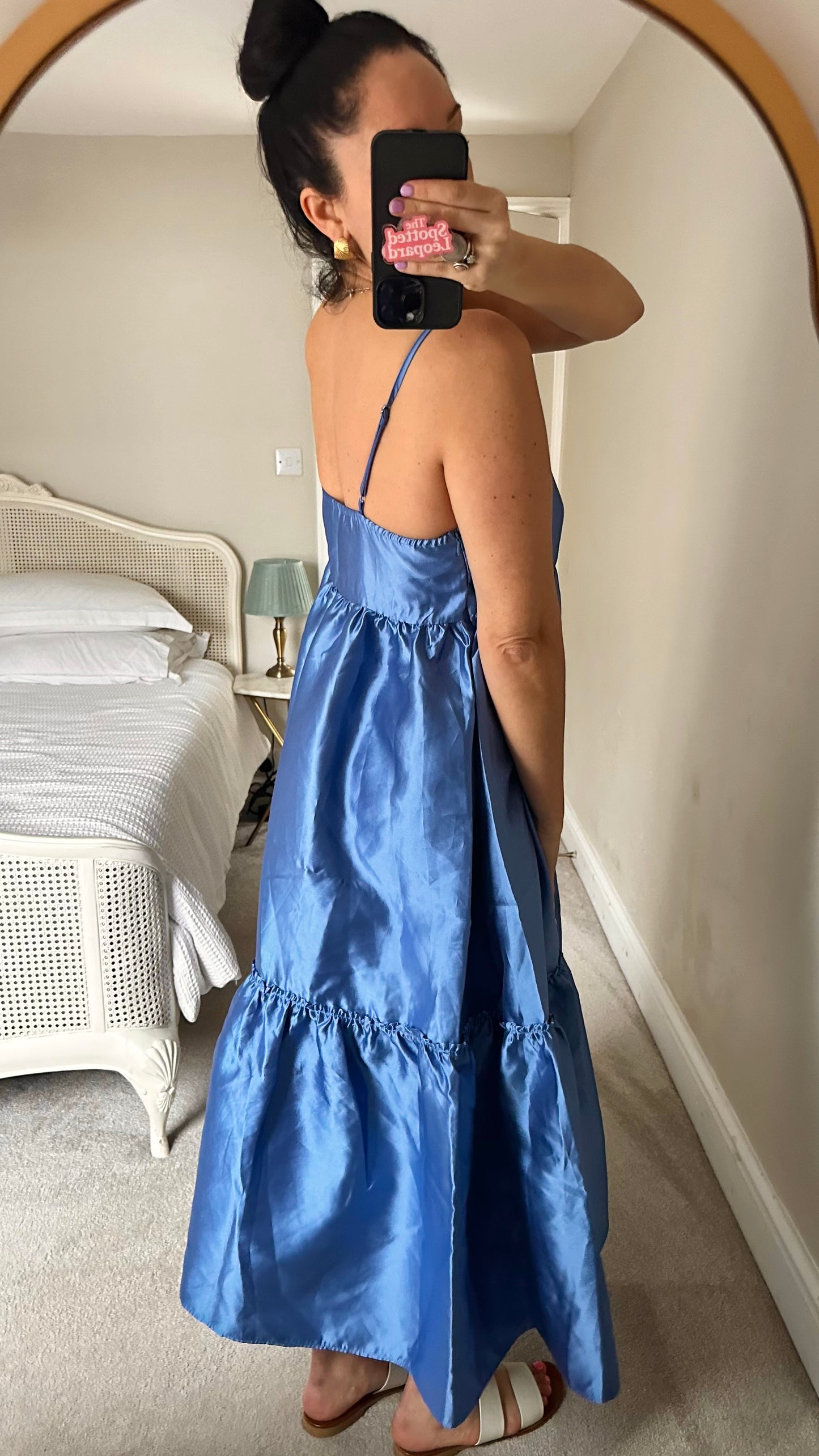YAS royal blue taffeta satin style tiered maxi dress medium UK 10-12 vgc event