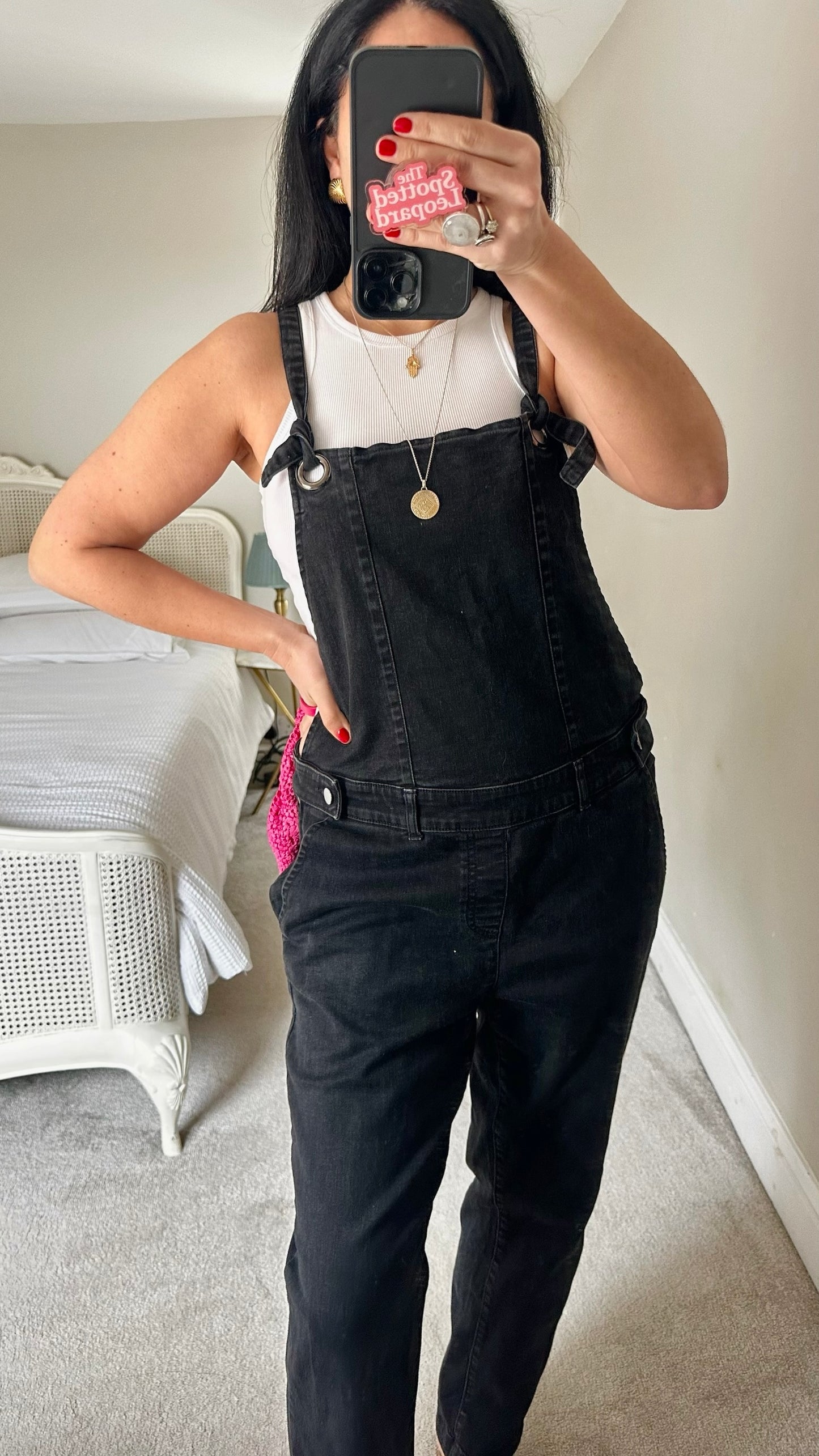 Iris & Ink @ Net-A-Porter black denim dungarees jumpsuit medium UK 12 vgc