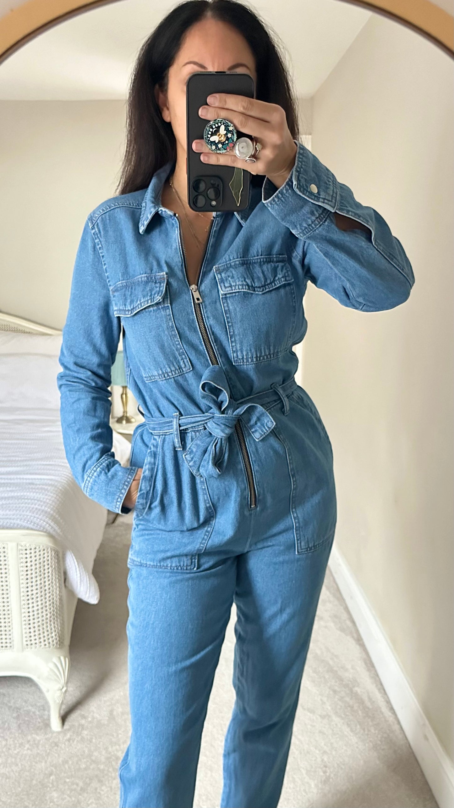 Topshop denim blue jeans boiler suit medium UK 10 jumpsuit vgc